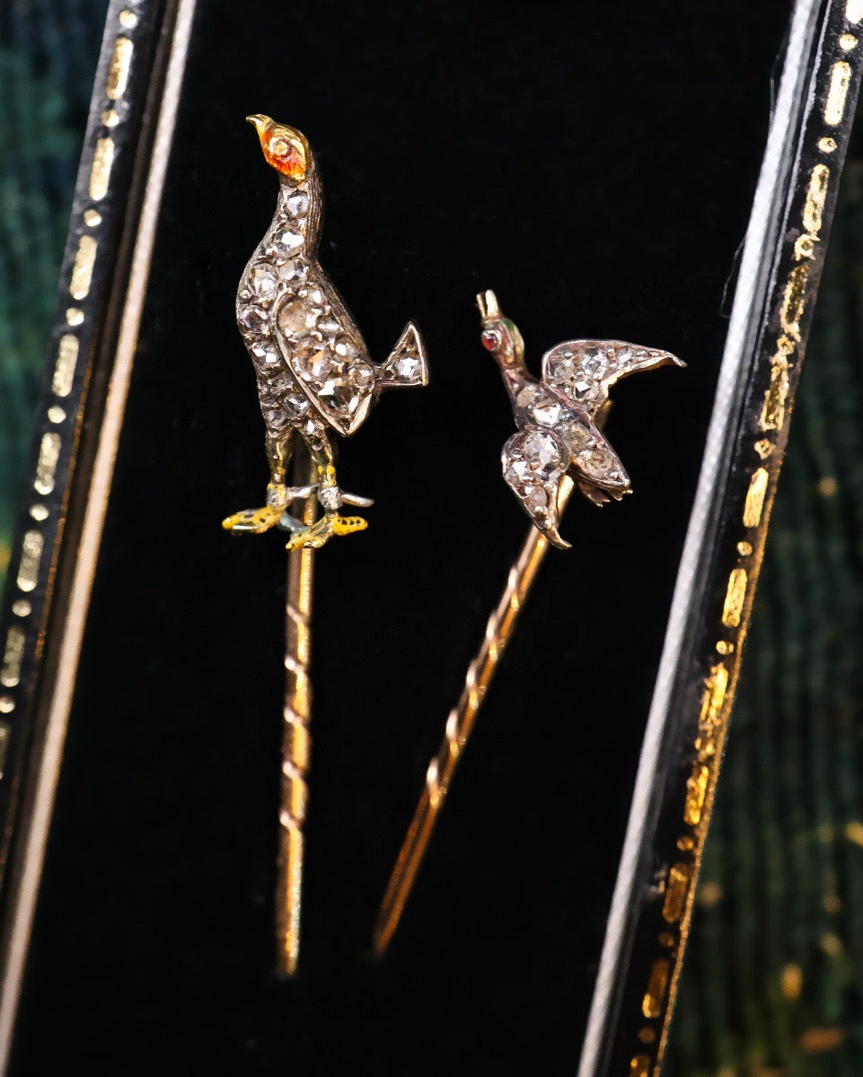 A fine pair of Antique Stick Pins Circa 1880-1900 - Robin Haydock Antique Jewellery