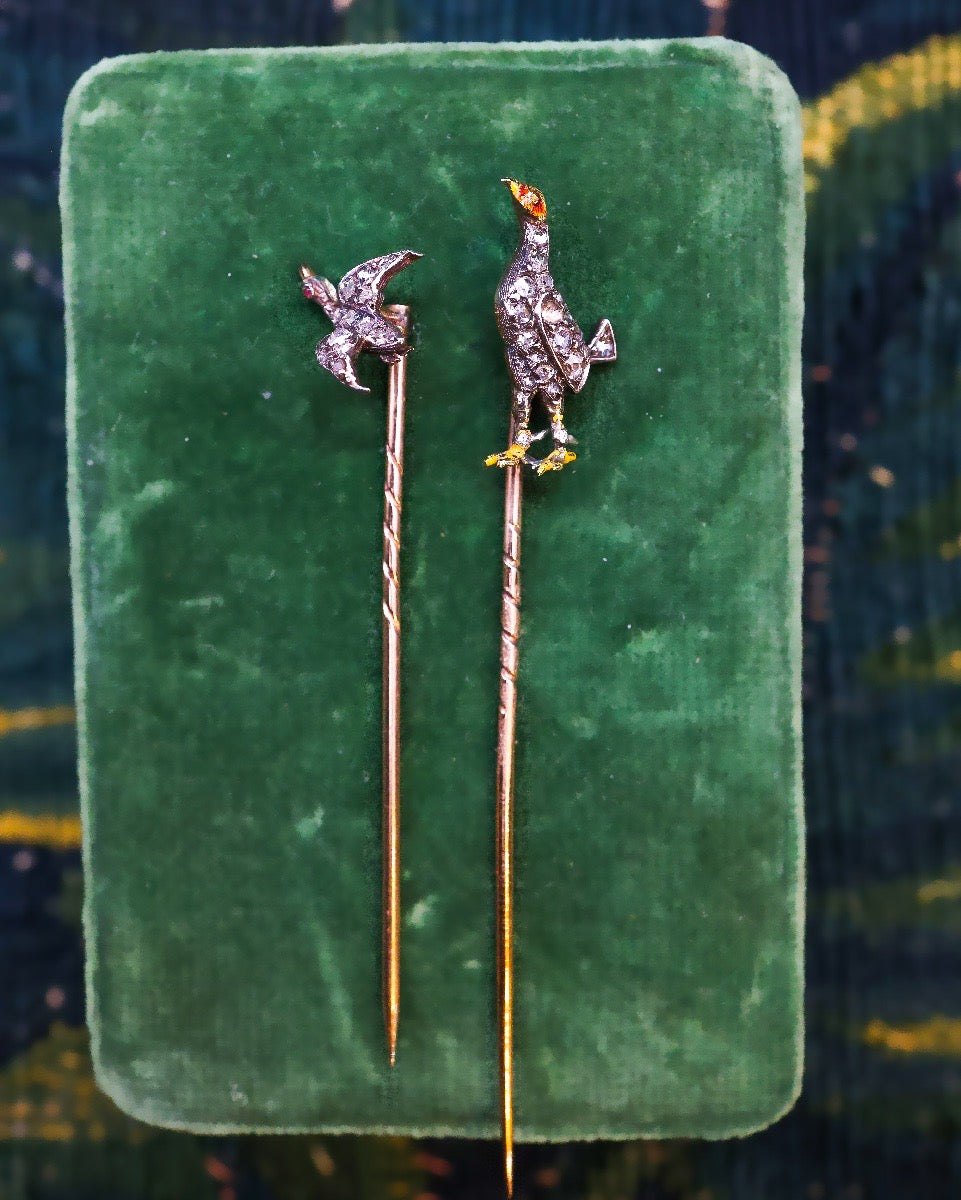 A fine pair of Antique Stick Pins Circa 1880-1900 - Robin Haydock Antique Jewellery