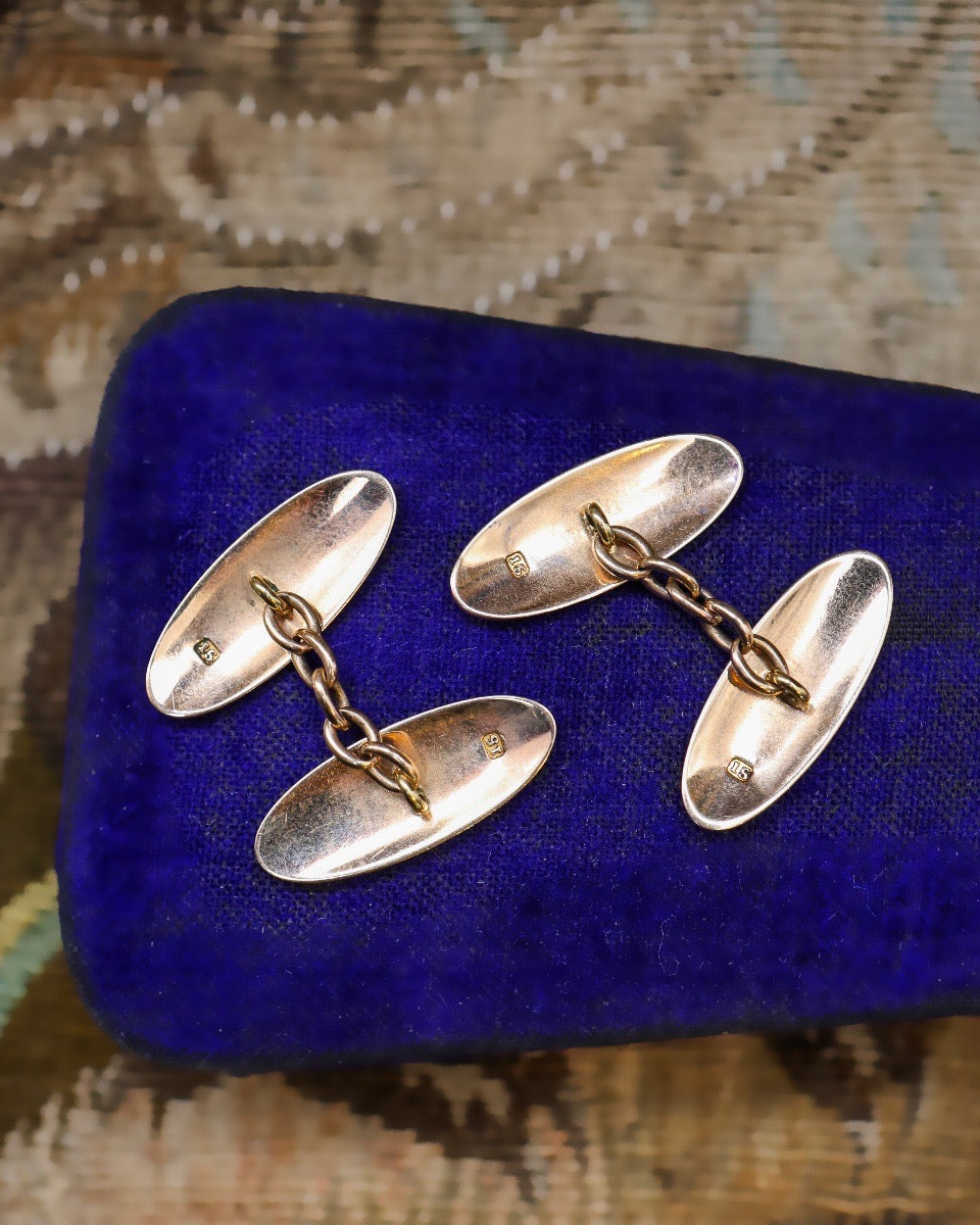 Antique 15 carat (Marked) Yellow Gold Cufflinks - Robin Haydock Antique Jewellery
