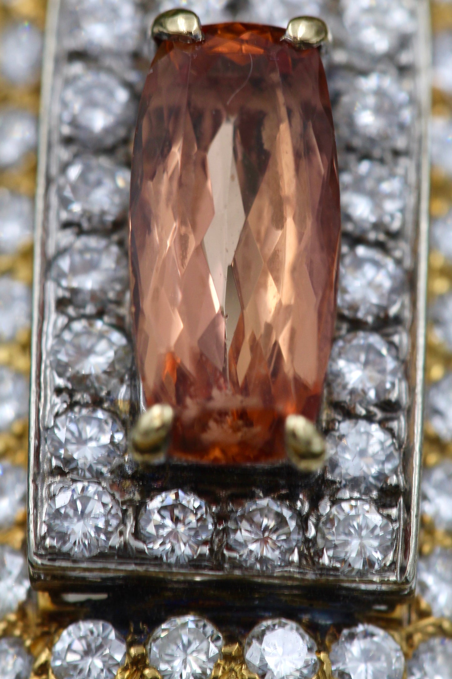 An extraordinary Imperial Topaz and Diamond Dress Ring in 18 Carat Yellow & White Gold (marked), Circa 1960. - Robin Haydock Antiques