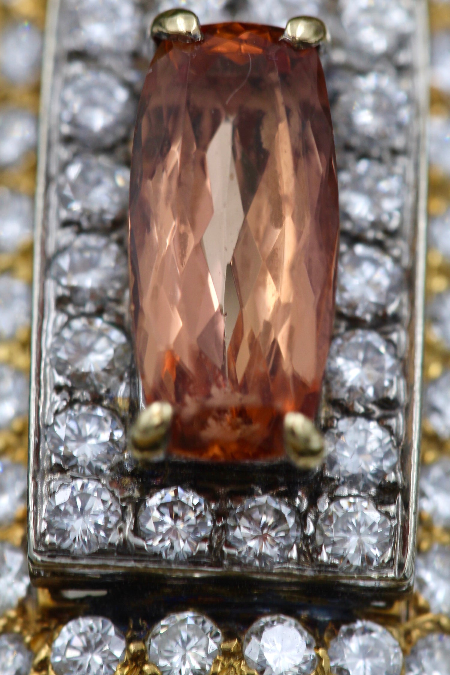 An extraordinary Imperial Topaz and Diamond Dress Ring in 18 Carat Yellow & White Gold (marked), Circa 1960. - Robin Haydock Antiques