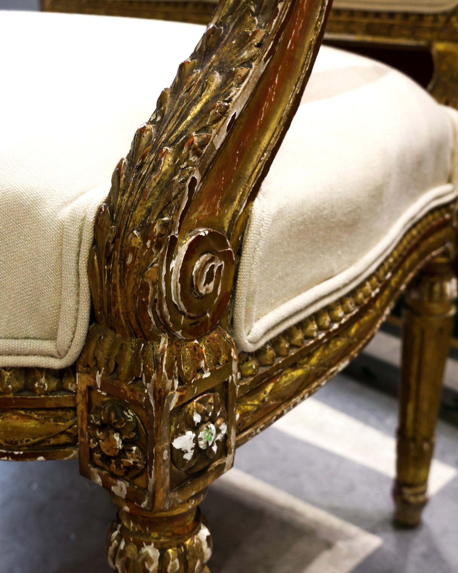 A handsome pair of late 19th century (Circa.1870), Antique carved giltwood fauteils in the style of Georges Jacob - Robin Haydock Antiques