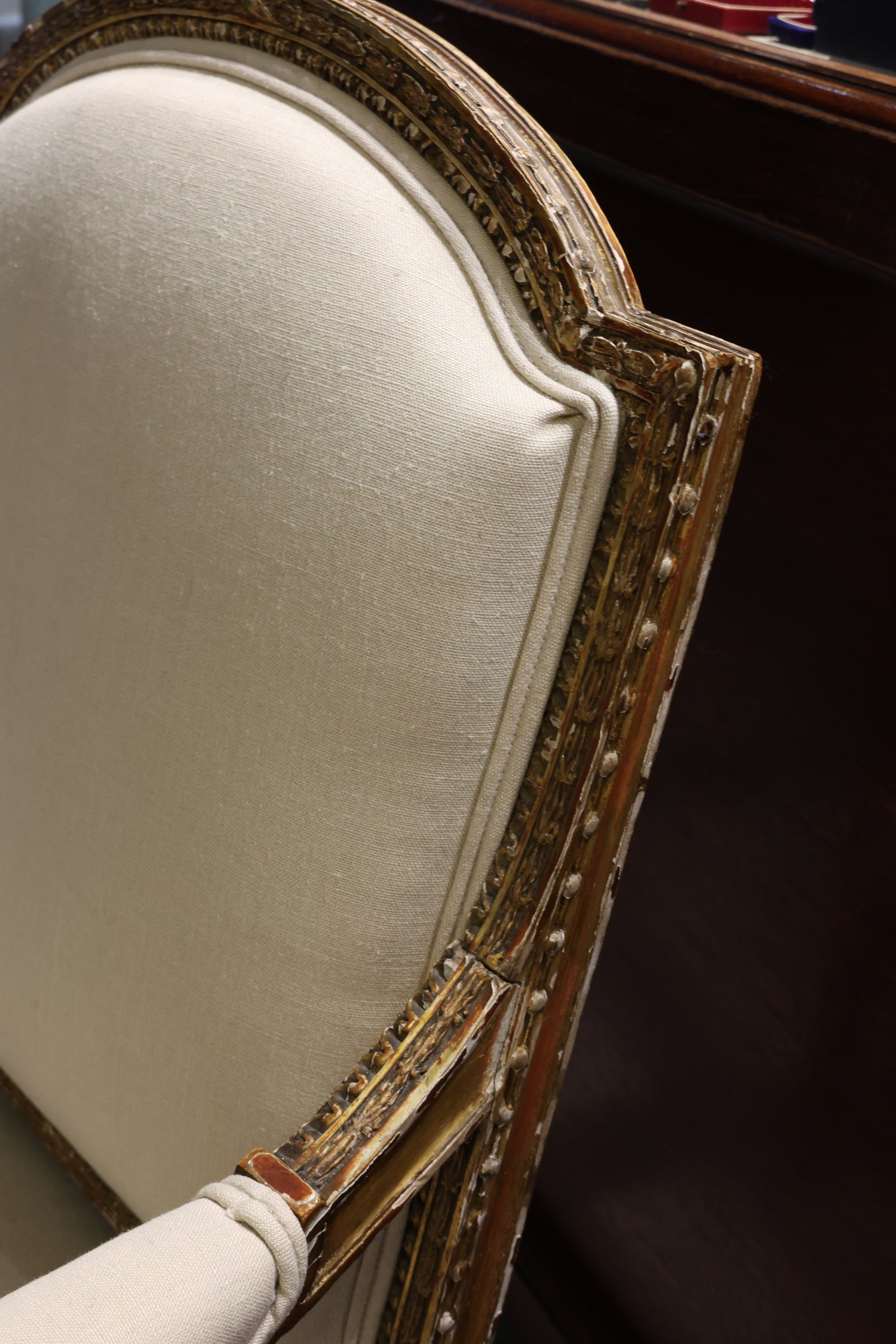 A handsome pair of late 19th century (Circa.1870), Antique carved giltwood fauteils in the style of Georges Jacob - Robin Haydock Antiques