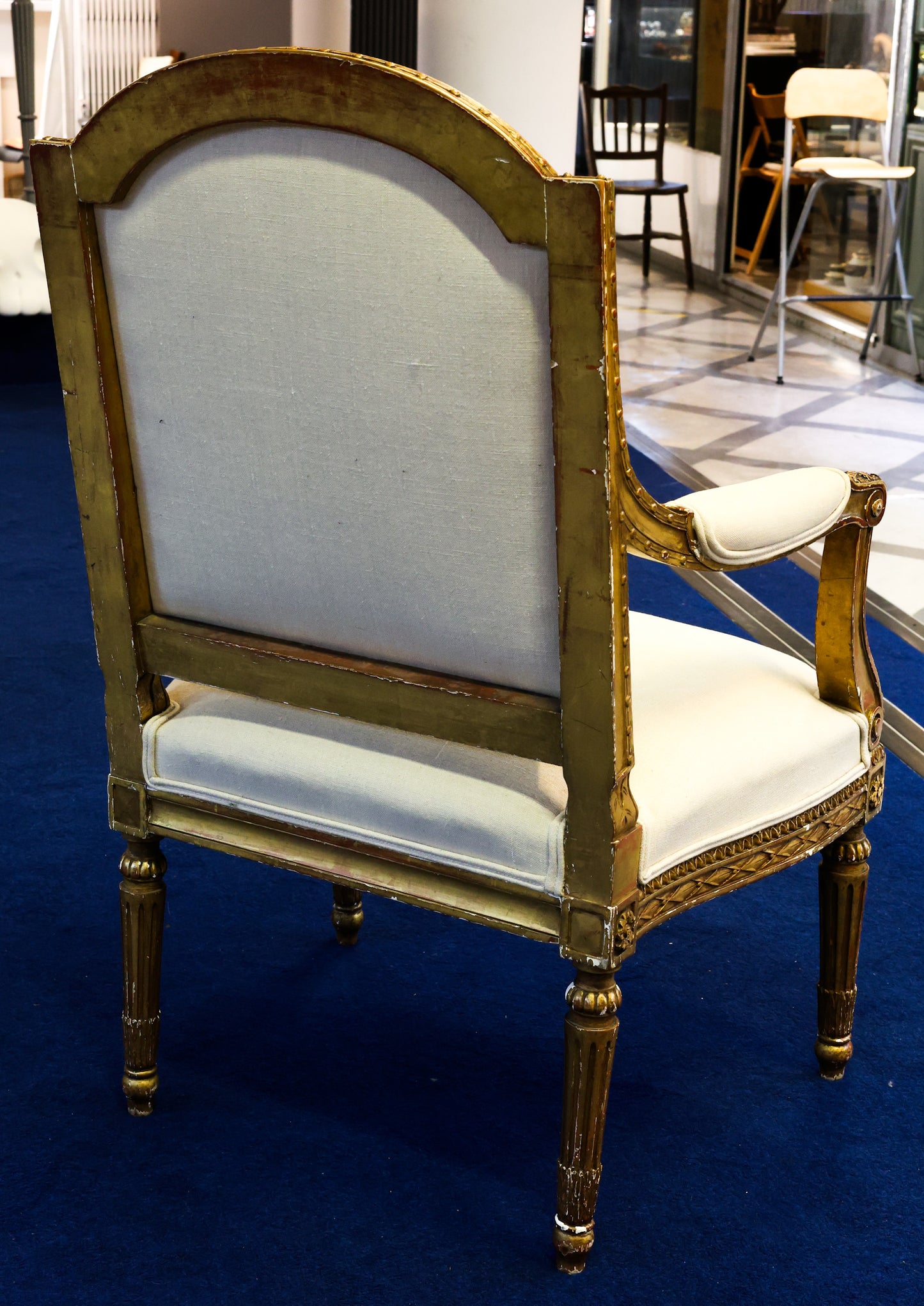 A handsome pair of late 19th century (Circa.1870), Antique carved giltwood fauteils in the style of Georges Jacob - Robin Haydock Antiques