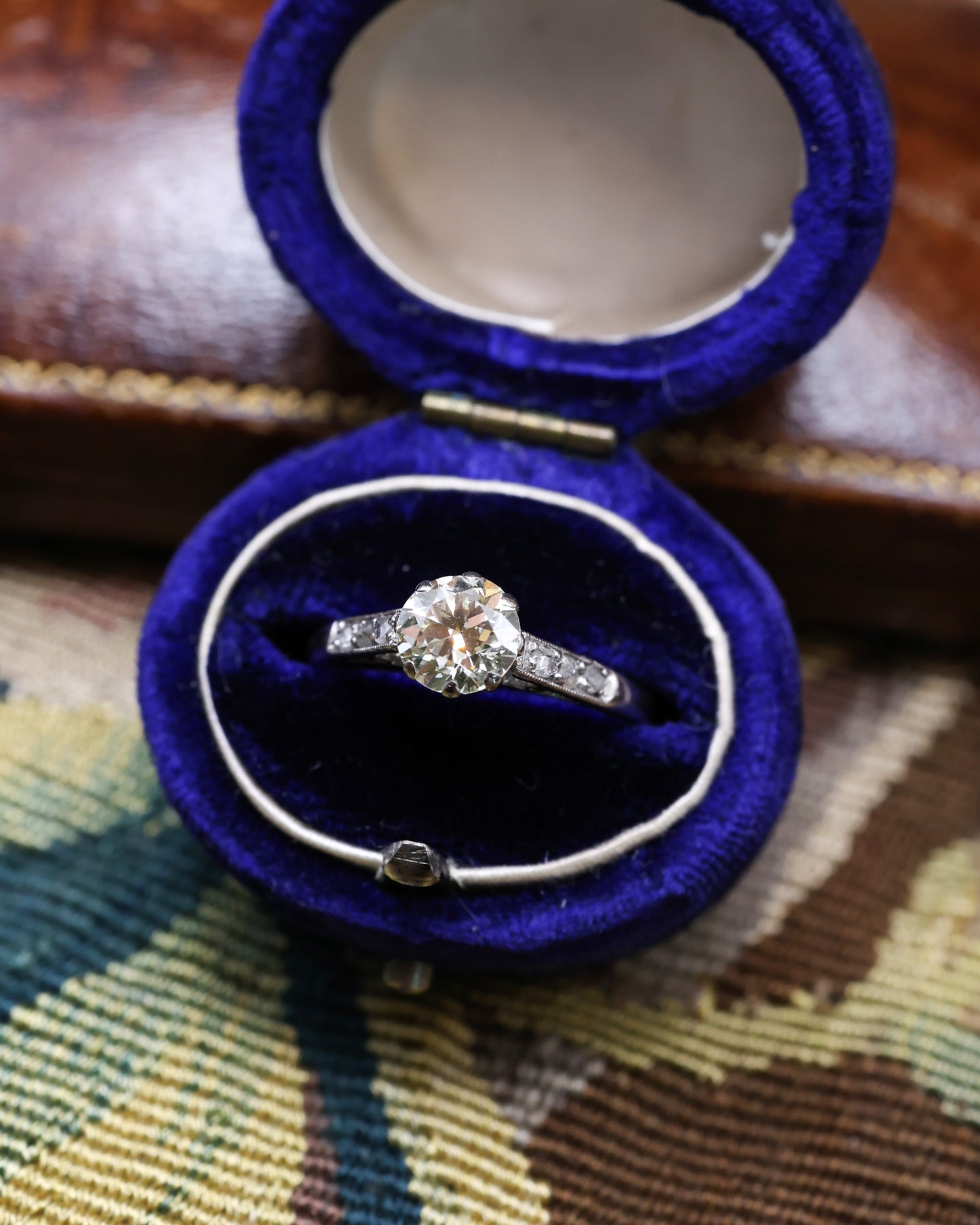 A very fine 18 Carat White Gold, 0.80 Carat, Old European Cut, Diamond Solitaire Ring. Circa 1930 - Robin Haydock Antique Jewellery
