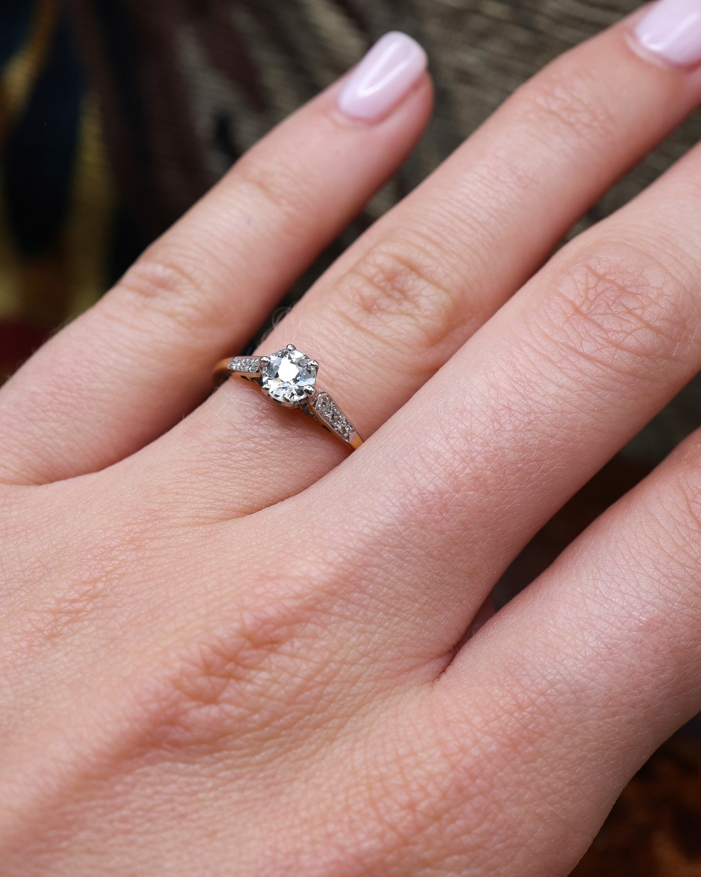 An 18ct Yellow Gold & Platinum, Diamond Solitaire Ring. Circa 1930 - Robin Haydock Antique Jewellery