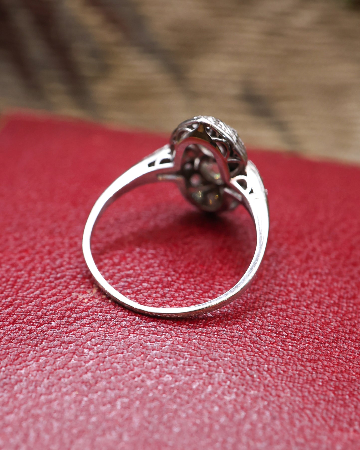 Platinum Art Deco Double Diamond Boat Shaped Ring Circa 1930 - Robin Haydock Antique Jewellery
