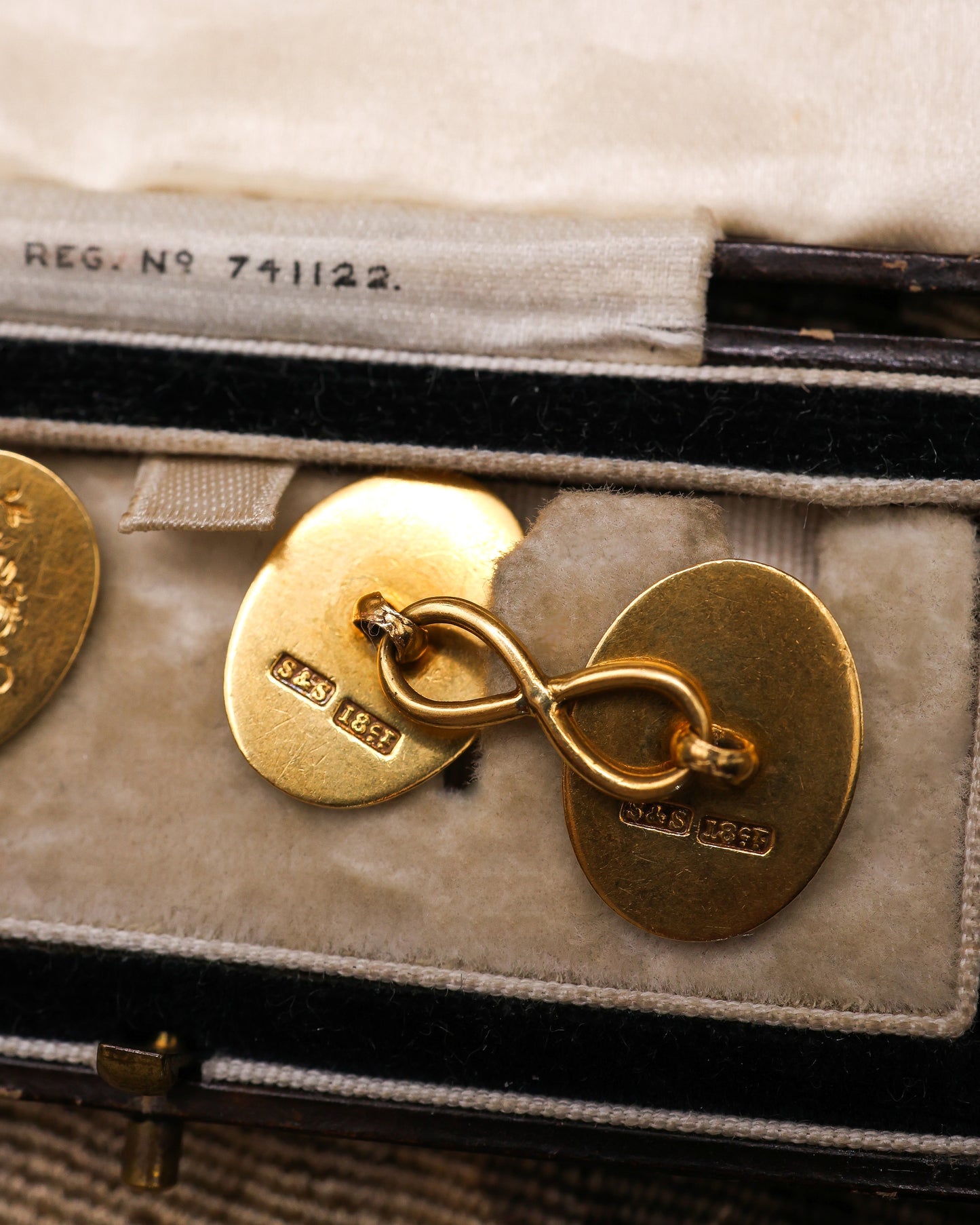 A beautiful pair of 18 Carat Yellow Gold "Heraldic Sypher" Engraved  Cuff links. Circa 1900 - Robin Haydock Antique Jewellery