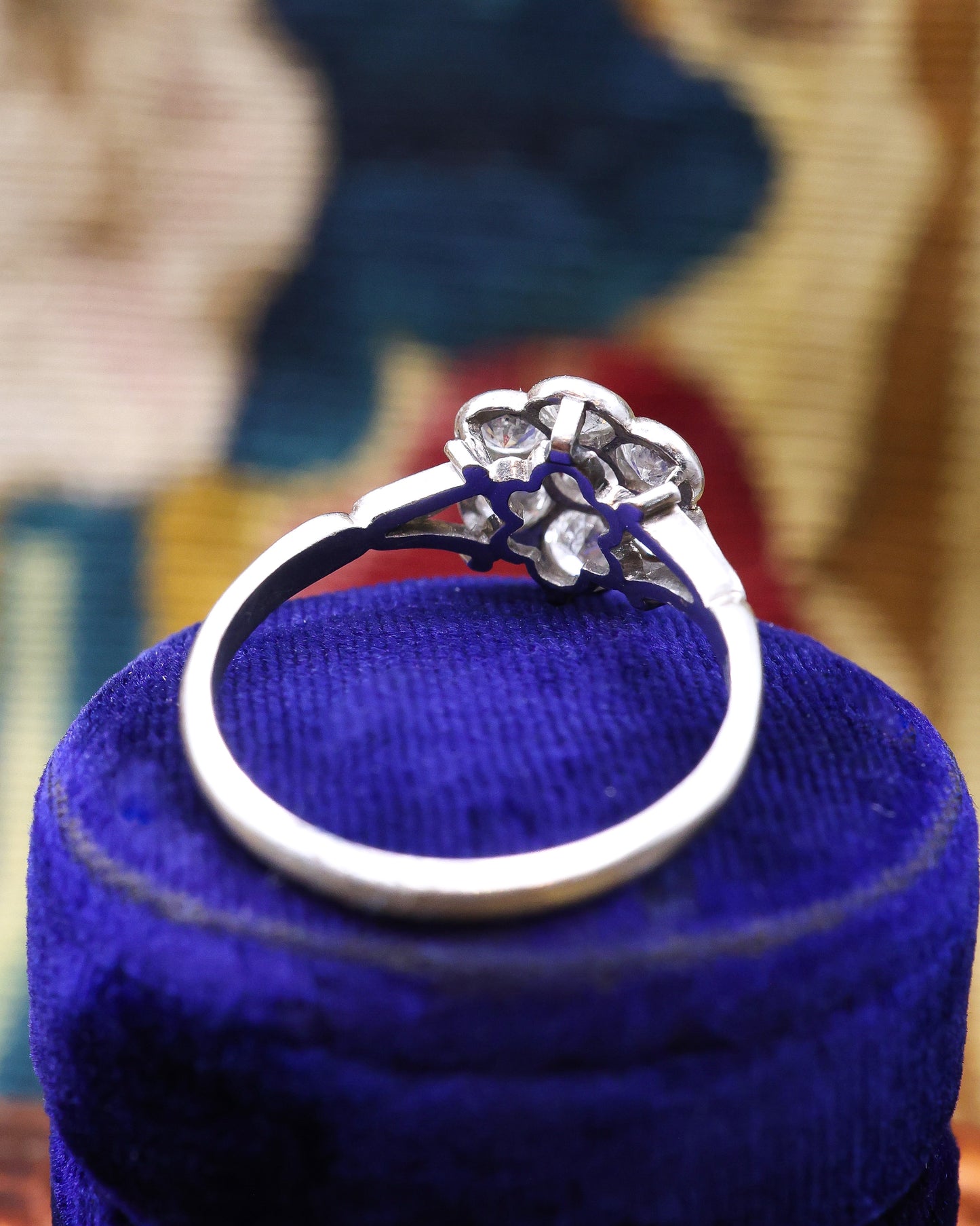 Platinum Diamond Floral Cluster Ring Circa 1930 - Robin Haydock Antique Jewellery