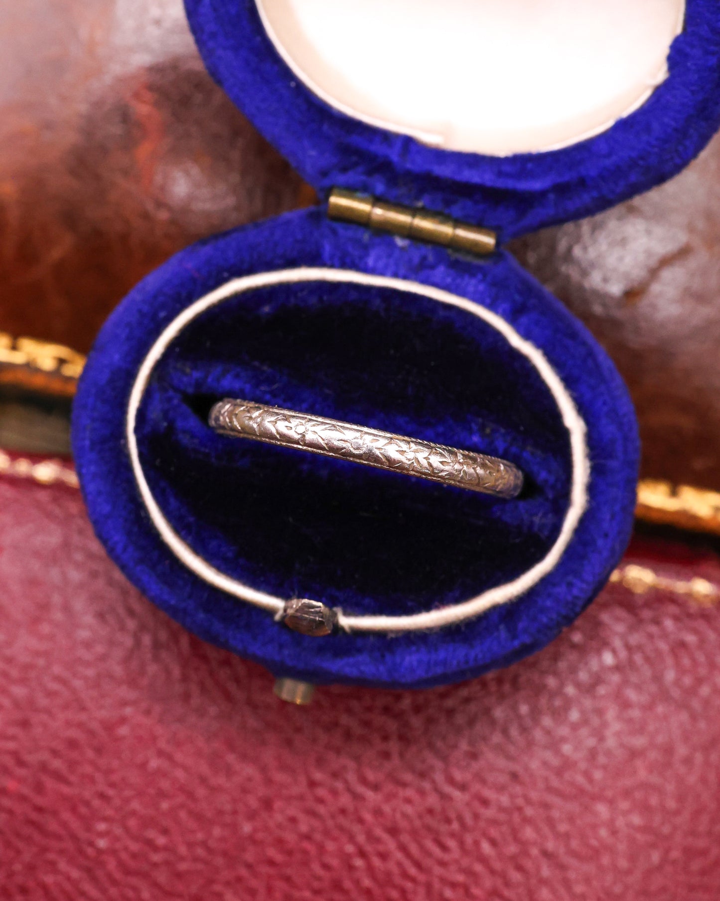 Floral Engraved Platinum Wedding Ring Circa 1920-1930