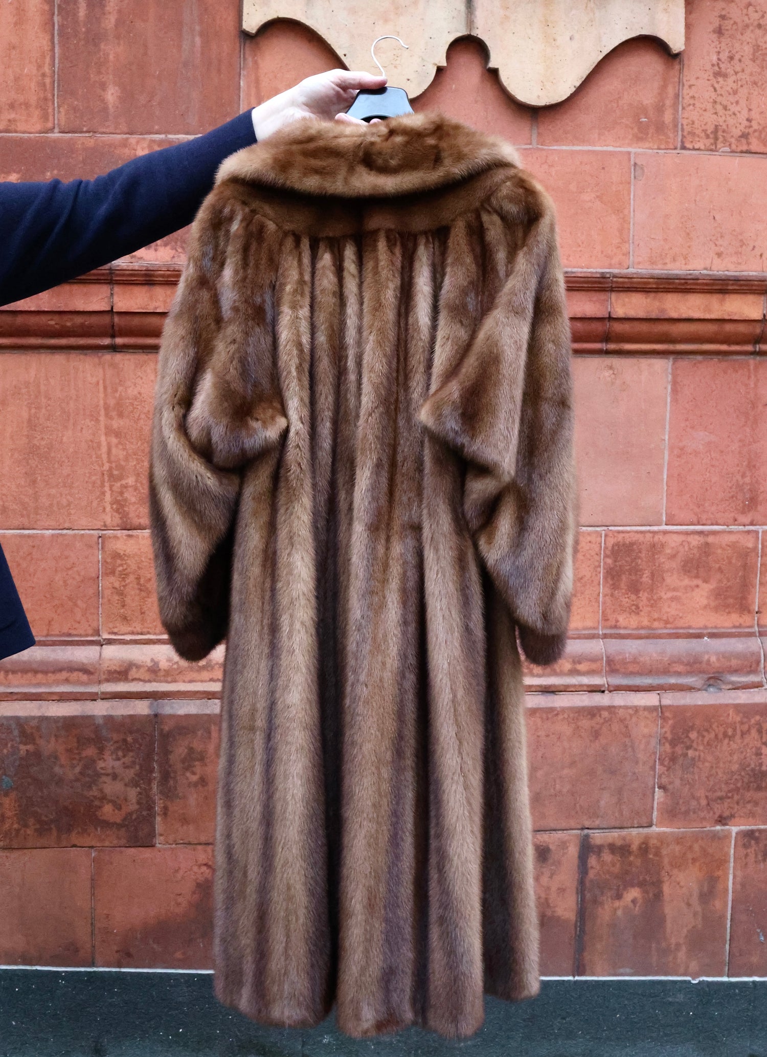 An Exceptional Full Length Demi-Buff, Fully Stranded Mink Coat with wide Raglan Sleeves, tapering to Mandarin Cuffs and a generous Swing Back. Hand made by Lawrence's of Southport. Circa 1990 - Robin Haydock Antiques