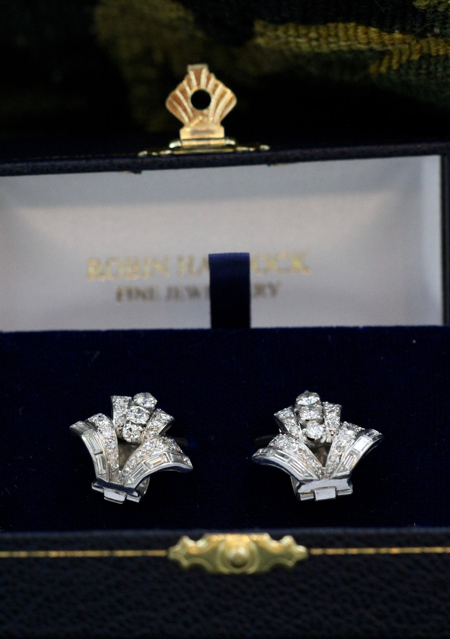 A fine pair of Platinum & 18ct White Gold (tested) Art Deco 2.40 Carat, Diamond Clip Earrings. Circa 1935 - Robin Haydock Antiques