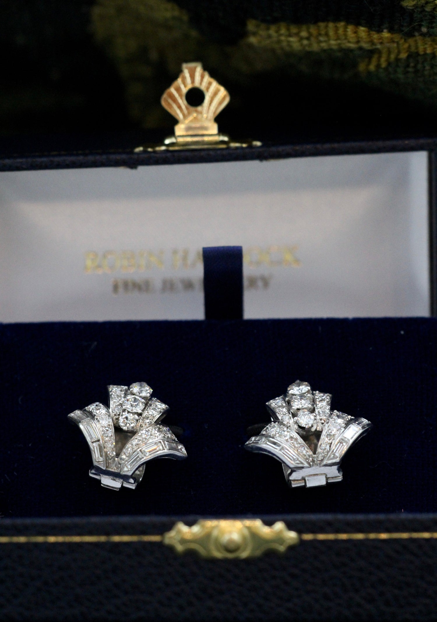 A fine pair of Platinum & 18ct White Gold (tested) Art Deco 2.40 Carat, Diamond Clip Earrings. Circa 1935 - Robin Haydock Antiques