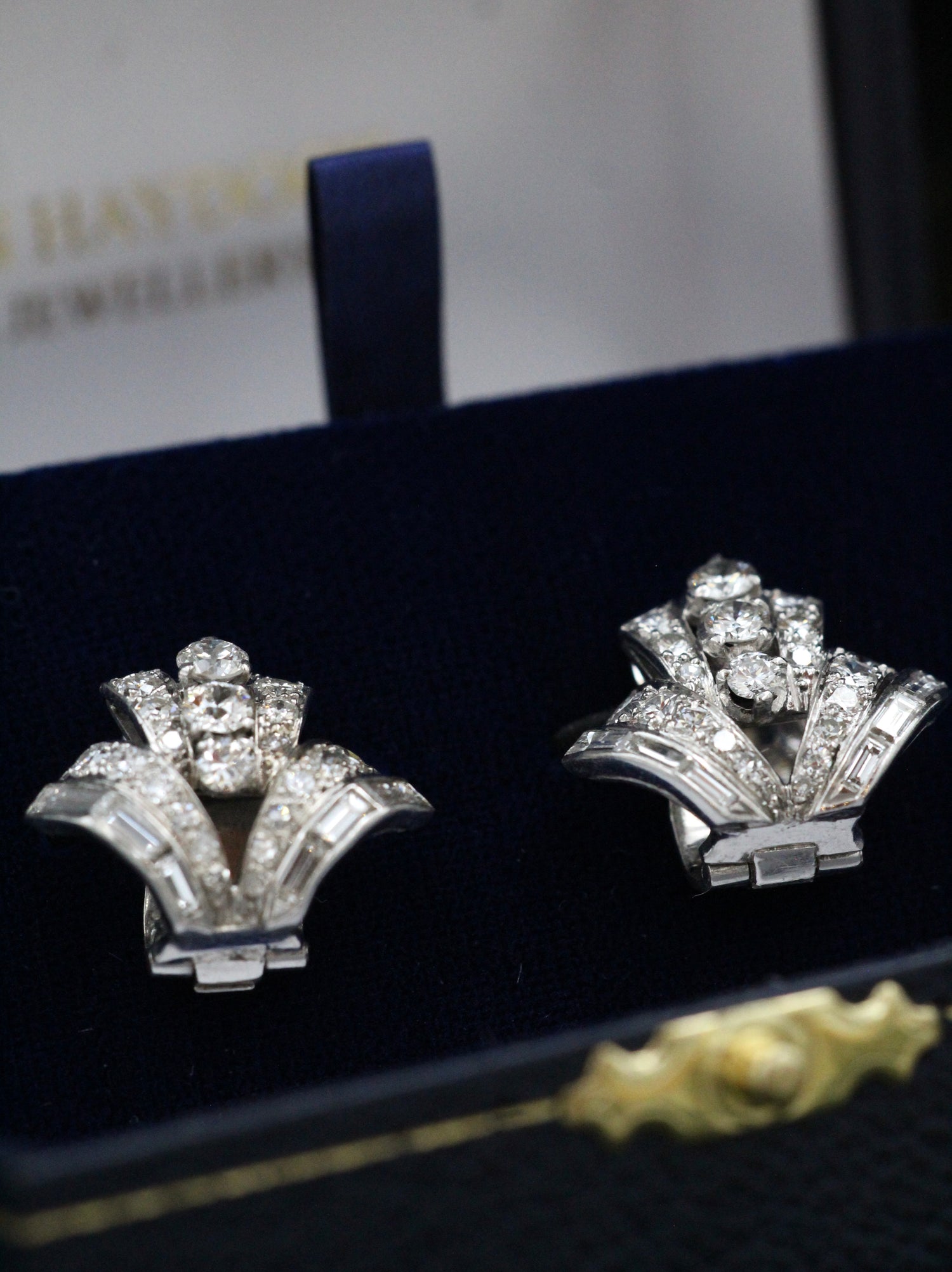 A fine pair of Platinum & 18ct White Gold (tested) Art Deco 2.40 Carat, Diamond Clip Earrings. Circa 1935 - Robin Haydock Antiques