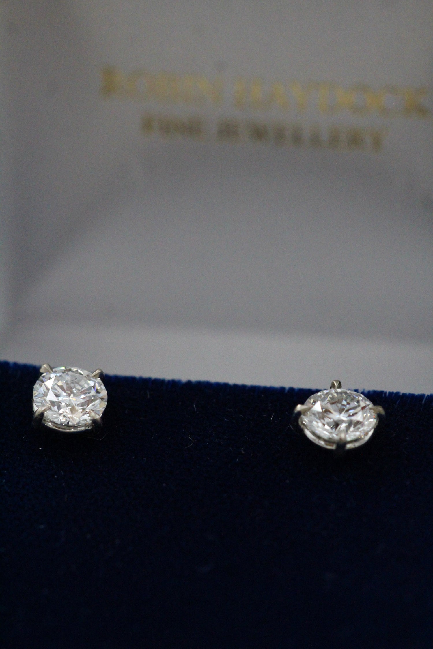 A fine pair of 18 Carat White Gold (Stamped) Diamond Earrings, two Round Brilliant Cut Diamonds of 3.03 Carats, G Colour & SI2 Clarity Pre-owned - Robin Haydock Antiques