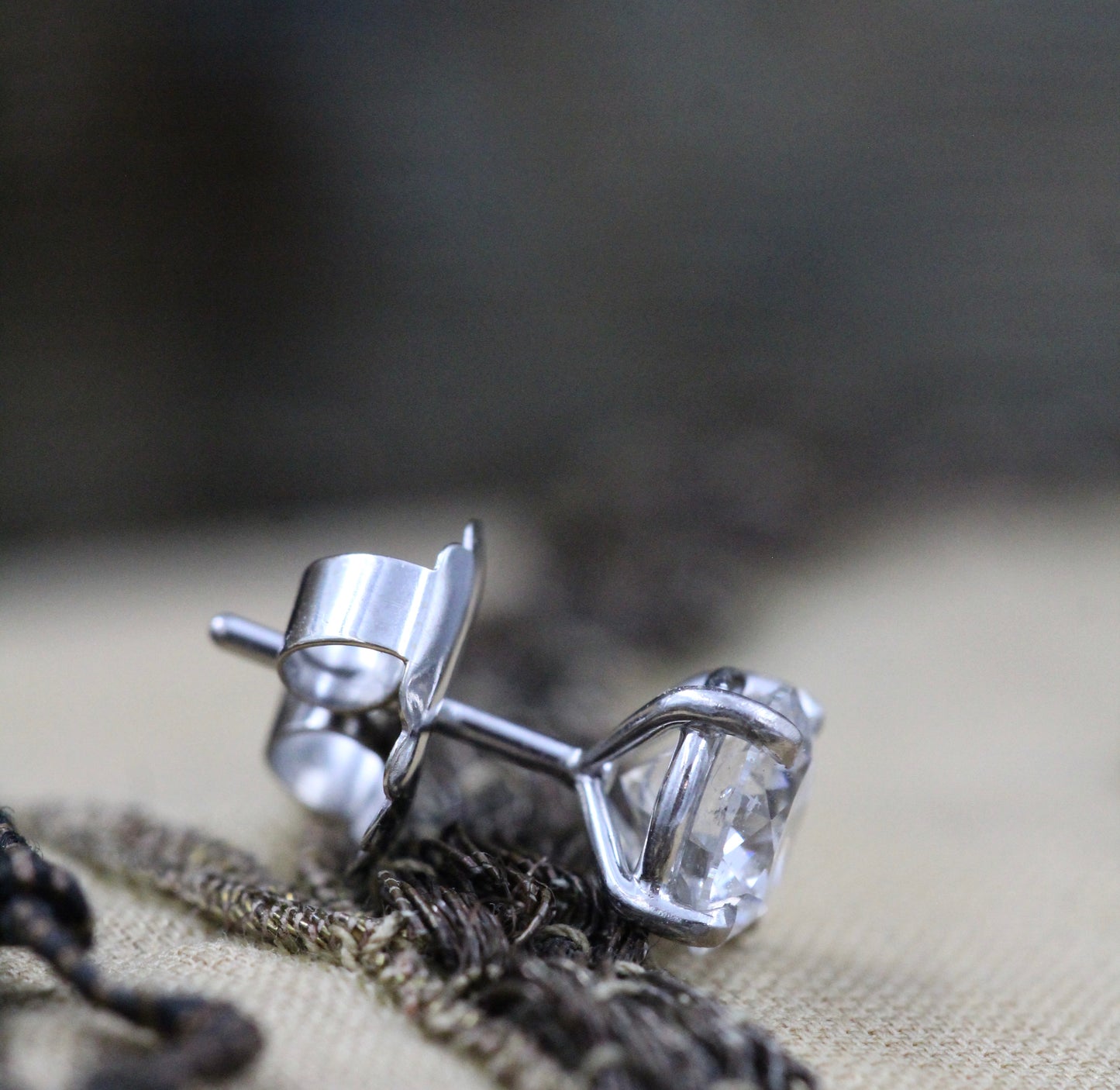 A fine pair of 18 Carat White Gold (Stamped) Diamond Earrings, two Round Brilliant Cut Diamonds of 3.03 Carats, G Colour & SI2 Clarity Pre-owned - Robin Haydock Antiques