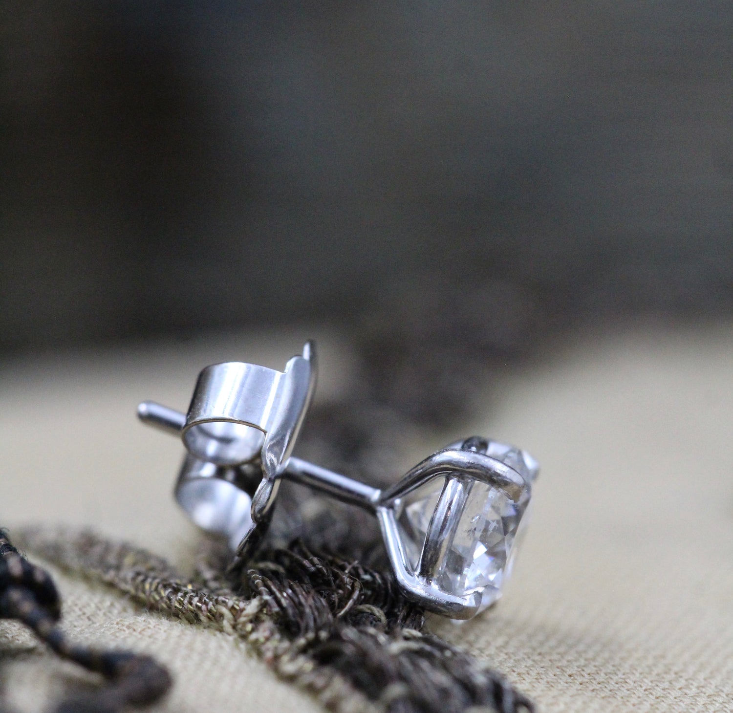 A fine pair of 18 Carat White Gold (Stamped) Diamond Earrings, two Round Brilliant Cut Diamonds of 3.03 Carats, G Colour & SI2 Clarity Pre-owned - Robin Haydock Antiques