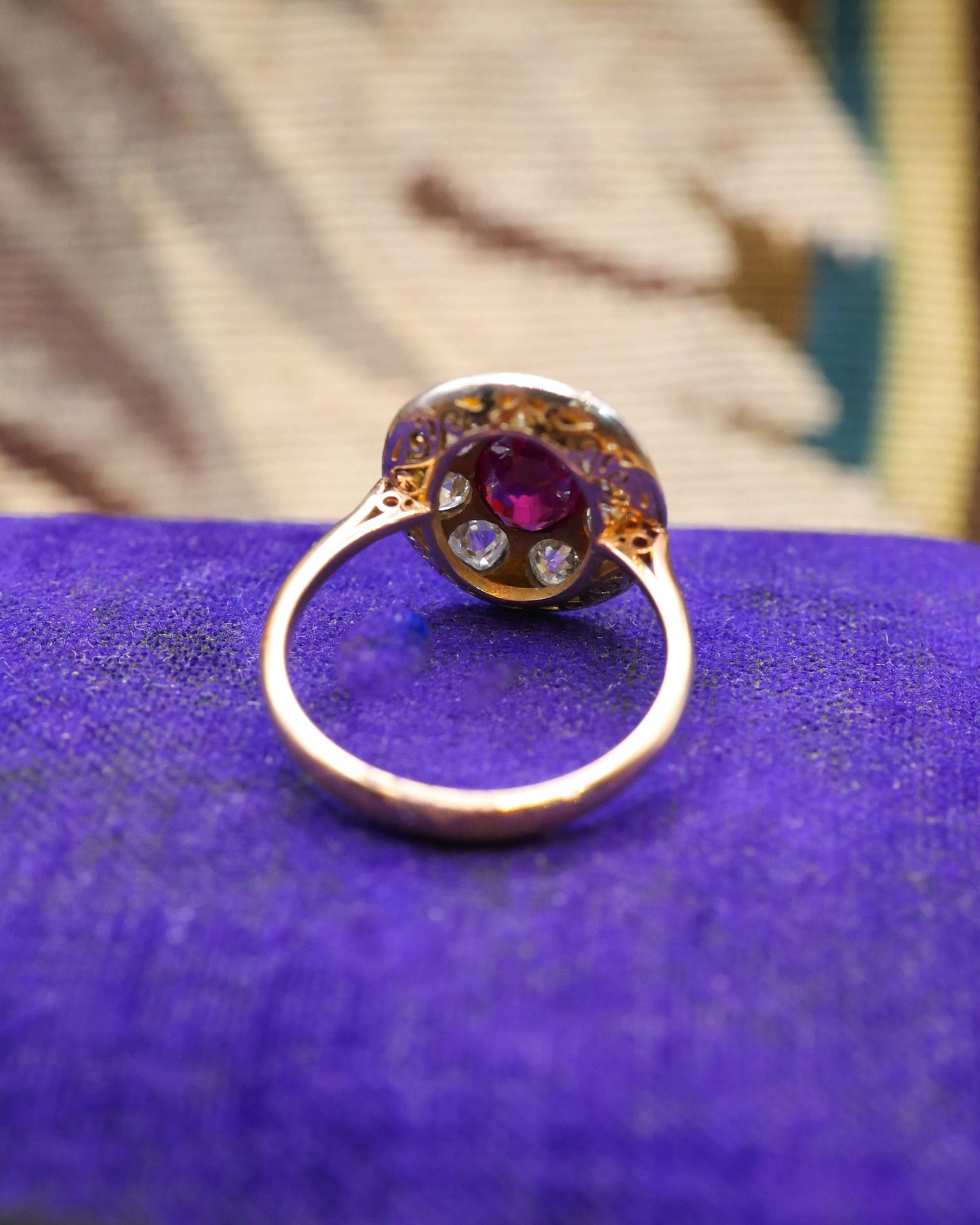 Natural "Siamese" Oval Ruby and Diamond Cluster Ring Circa 1910 - Robin Haydock Antique Jewellery