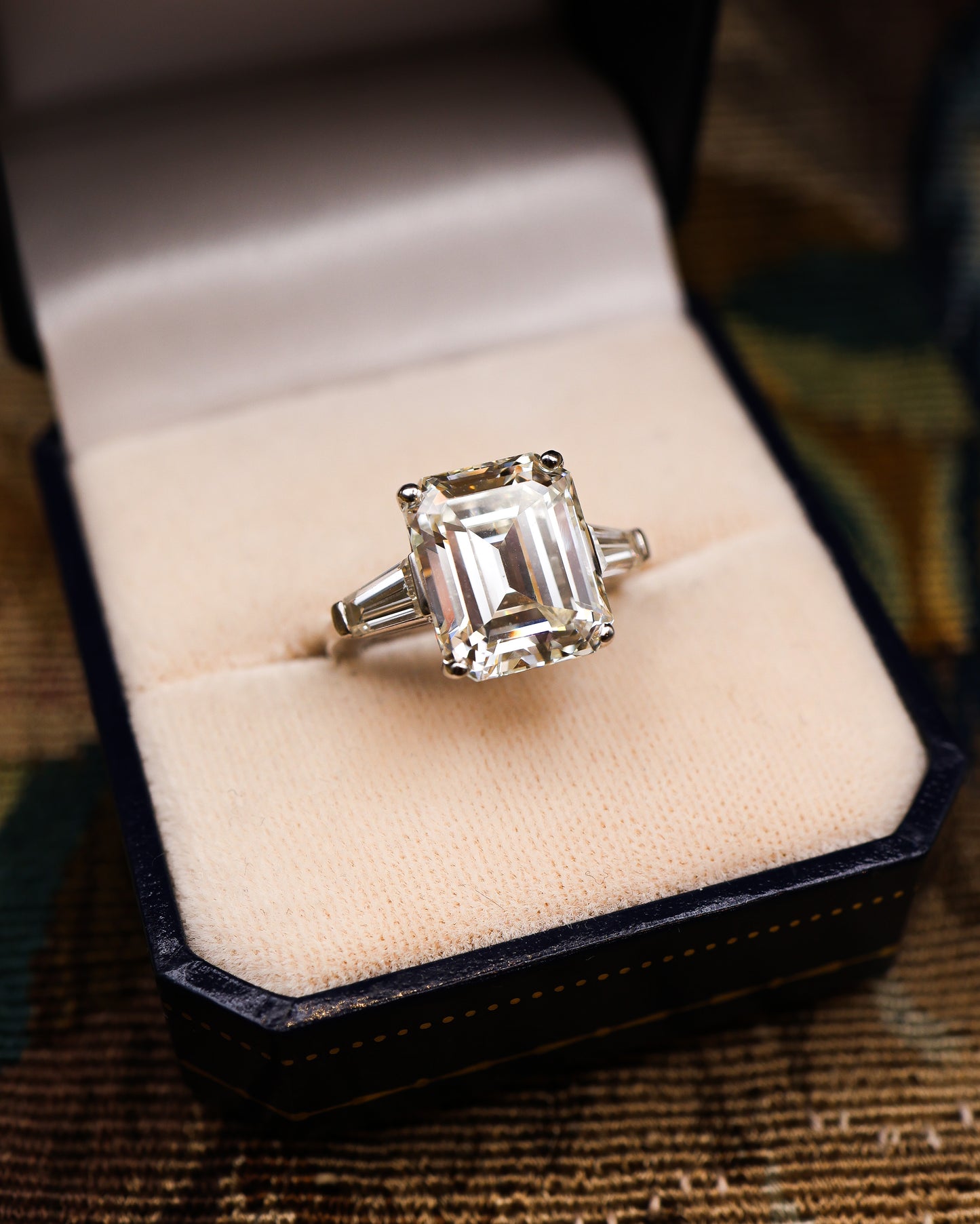 An extraordinary Platinum (tested) Emerald Cut Diamond Solitaire Ring - Robin Haydock Antiques