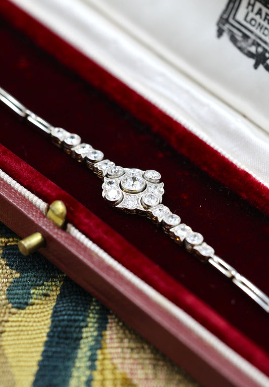 A very fine Edwardian Diamond Demi-Bracelet set in 18ct Gold and Platinum tipped, English, Circa 1910 - Robin Haydock Antiques