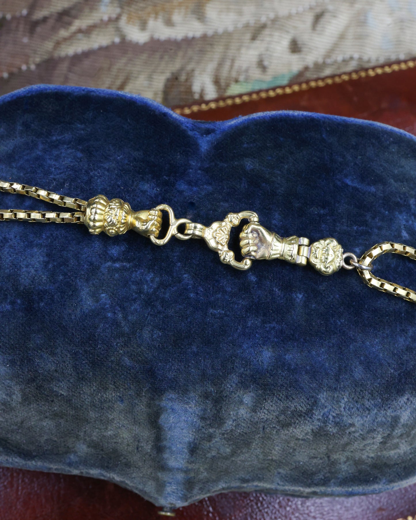 An exceptional example of a French (marked) 18ct Yellow Gold Double Slide Long Guard Chain Circa 1830