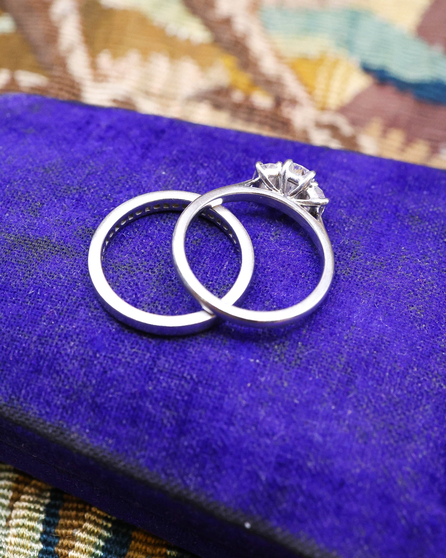 Platinum, Phoenix Cut, Three Stone Diamond Ring with the option of a matching Eternity Ring, Preowned - Robin Haydock Antique Jewellery