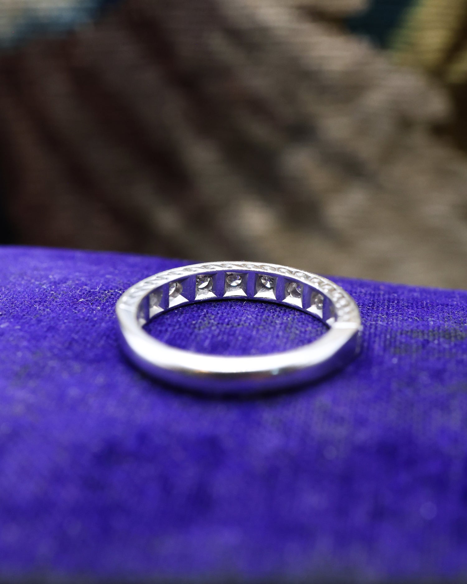A fine 18ct White Gold Diamond set Half Eternity Ring Date Marked 1980 - Robin Haydock Antique Jewellery