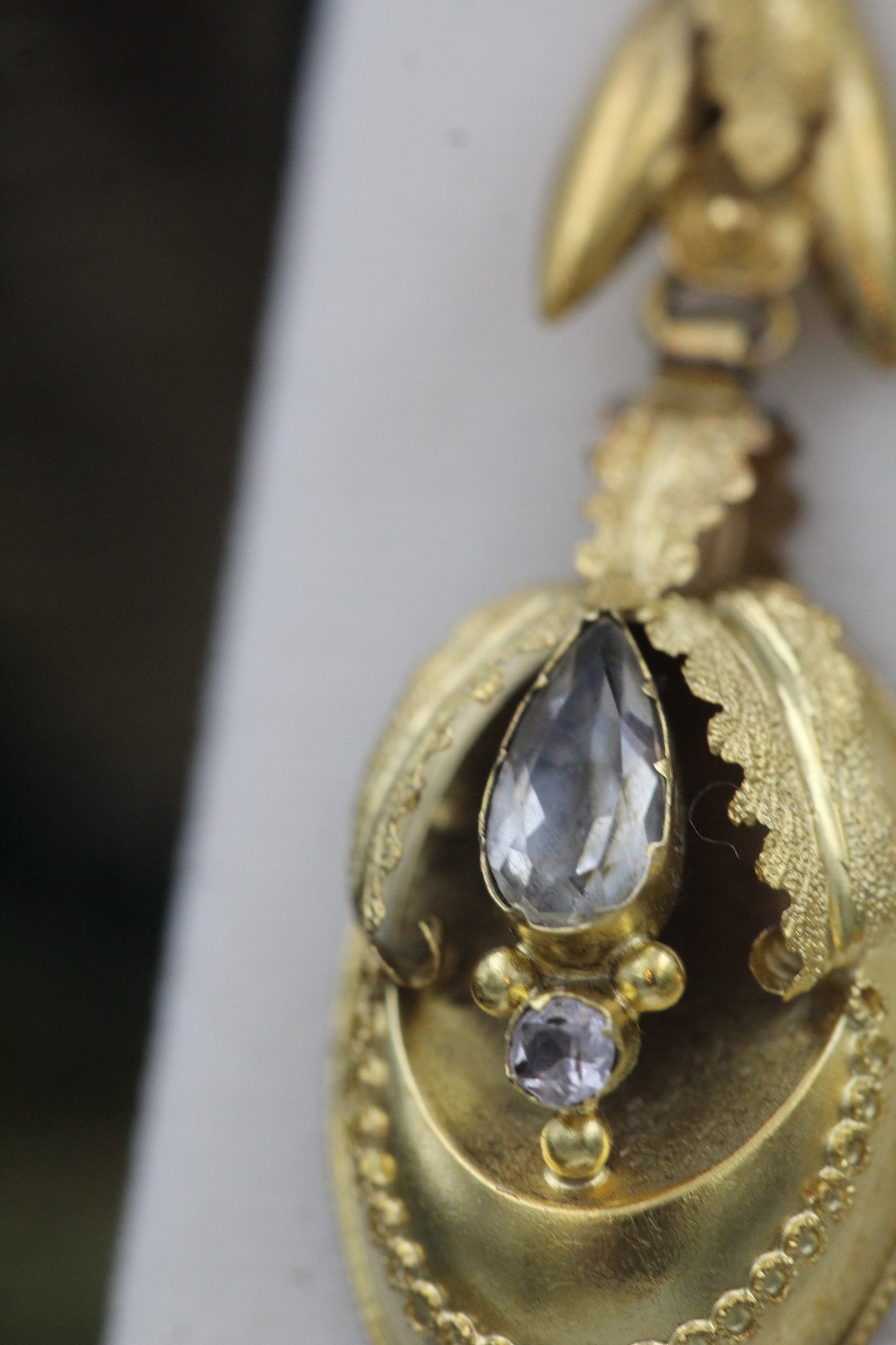 An exceptional pair of 15 carat Yellow Gold and Crystal Earrings. - Robin Haydock Antiques