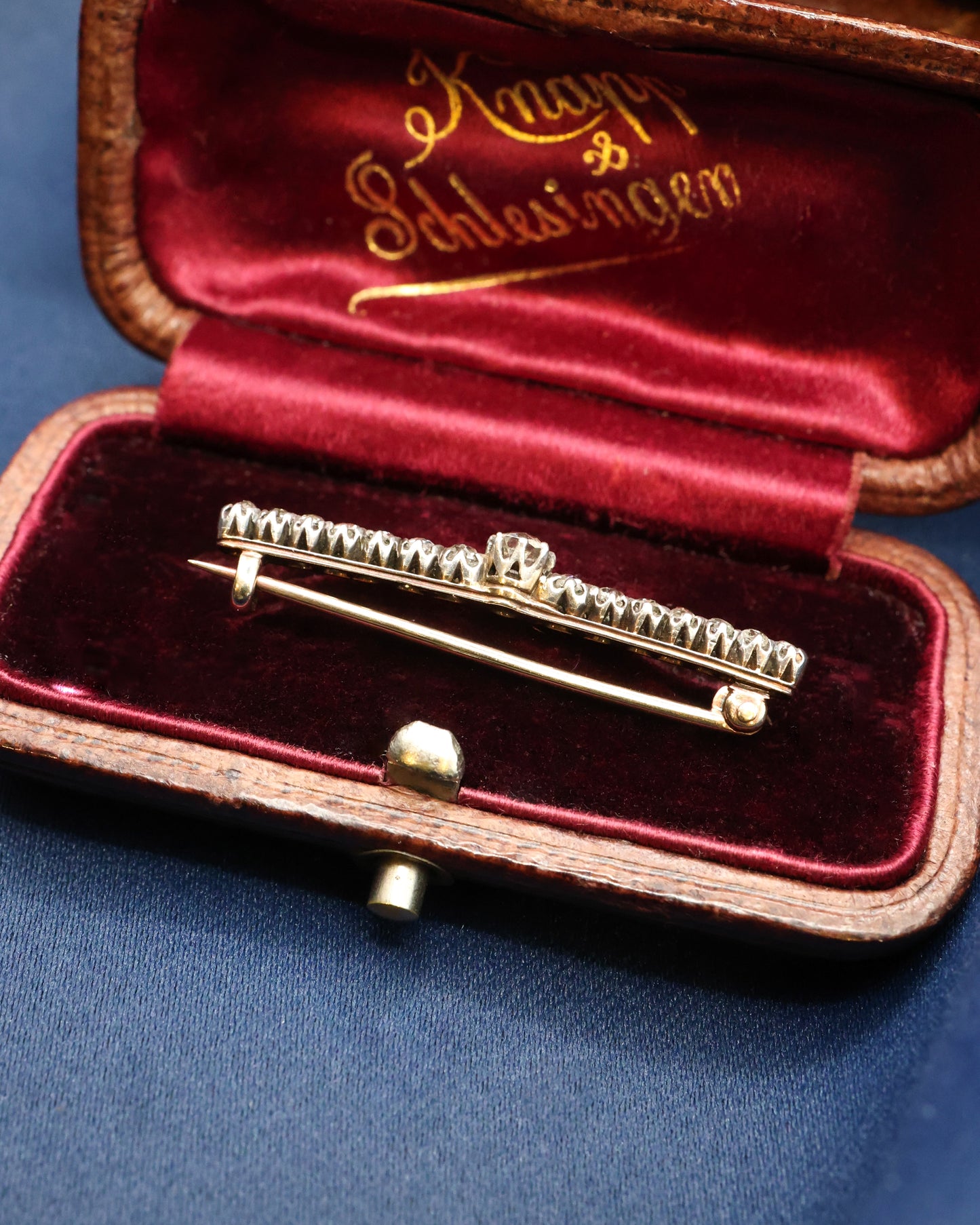 18ct Yellow Gold & Silver Victorian Diamond Bar Brooch Circa 1900 - Robin Haydock Antique Jewellery