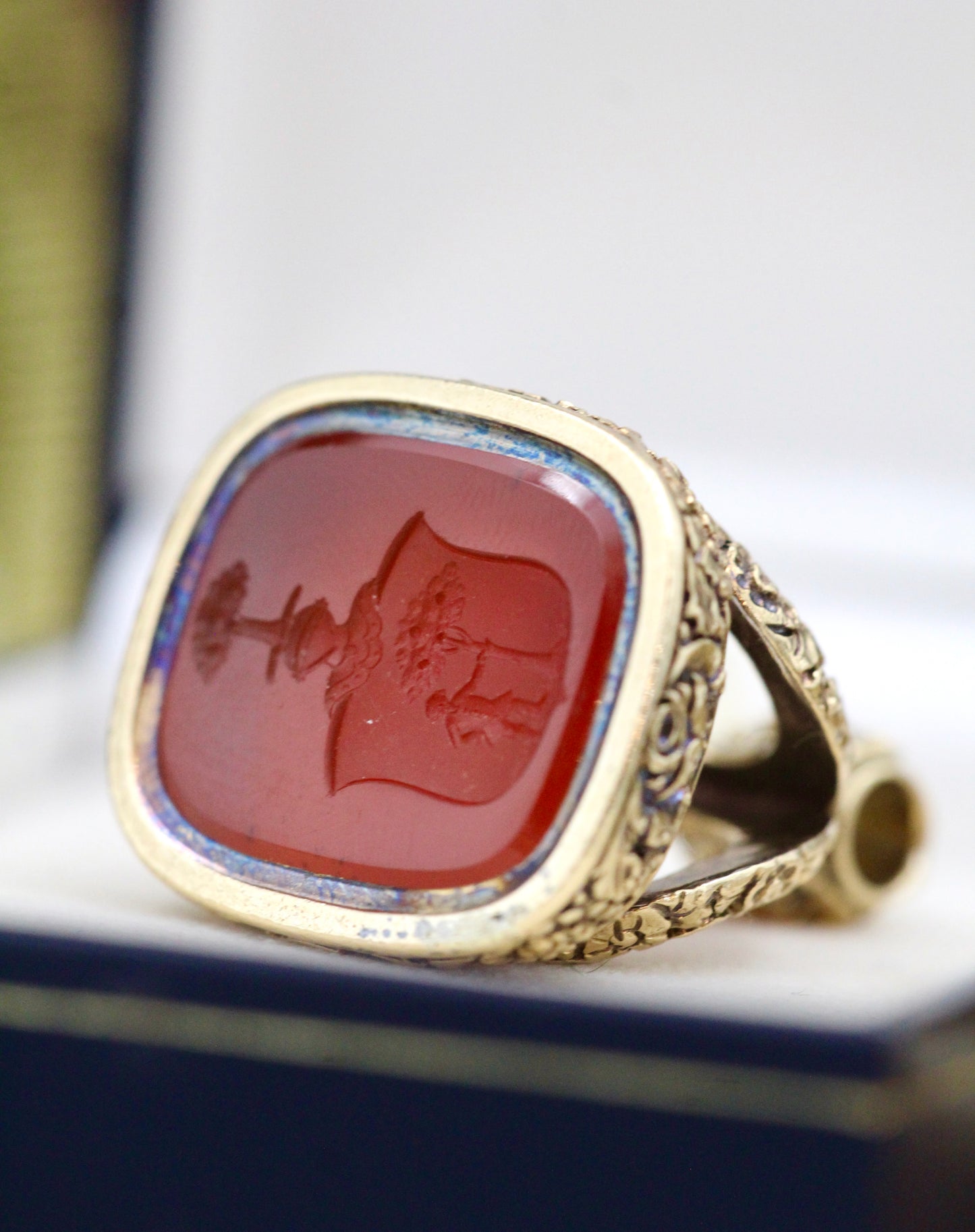 A very fine High Carat Yellow Gold (tested) seal set with a Carnelian Intaglio. English C1830 - Robin Haydock Antiques