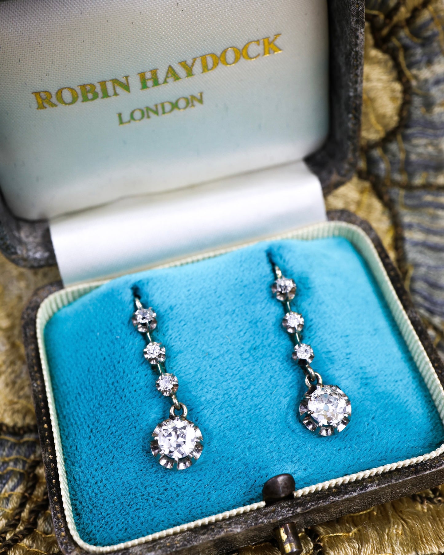 A fine pair of French (marked) Antique "Belle Epoque" Old European Cut 1.54 Carat, Diamond Drop Earrings, Circa 1890 - Robin Haydock Antiques