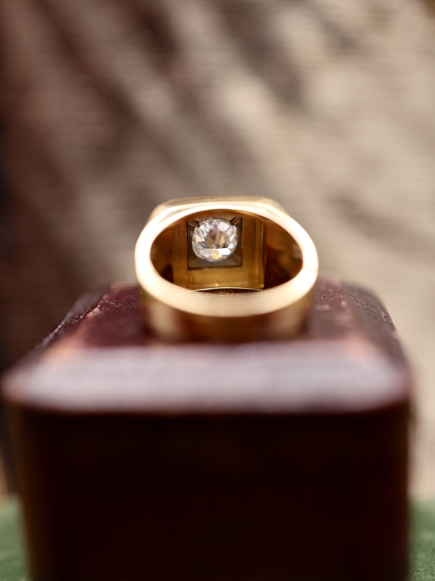 A Fine Vintage 18ct Yellow Gold & Platinum 0.98ct Mens Diamond Ring Circa 1930 - Robin Haydock Antiques