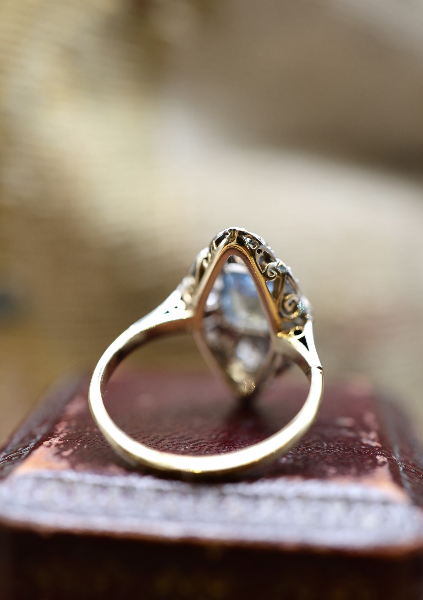 A very fine Aquamarine & Diamond Art Deco ring set in 14ct Yellow Gold & Platinum, plausibly Austro-Hungarian, Circa 1920 - Robin Haydock Antiques