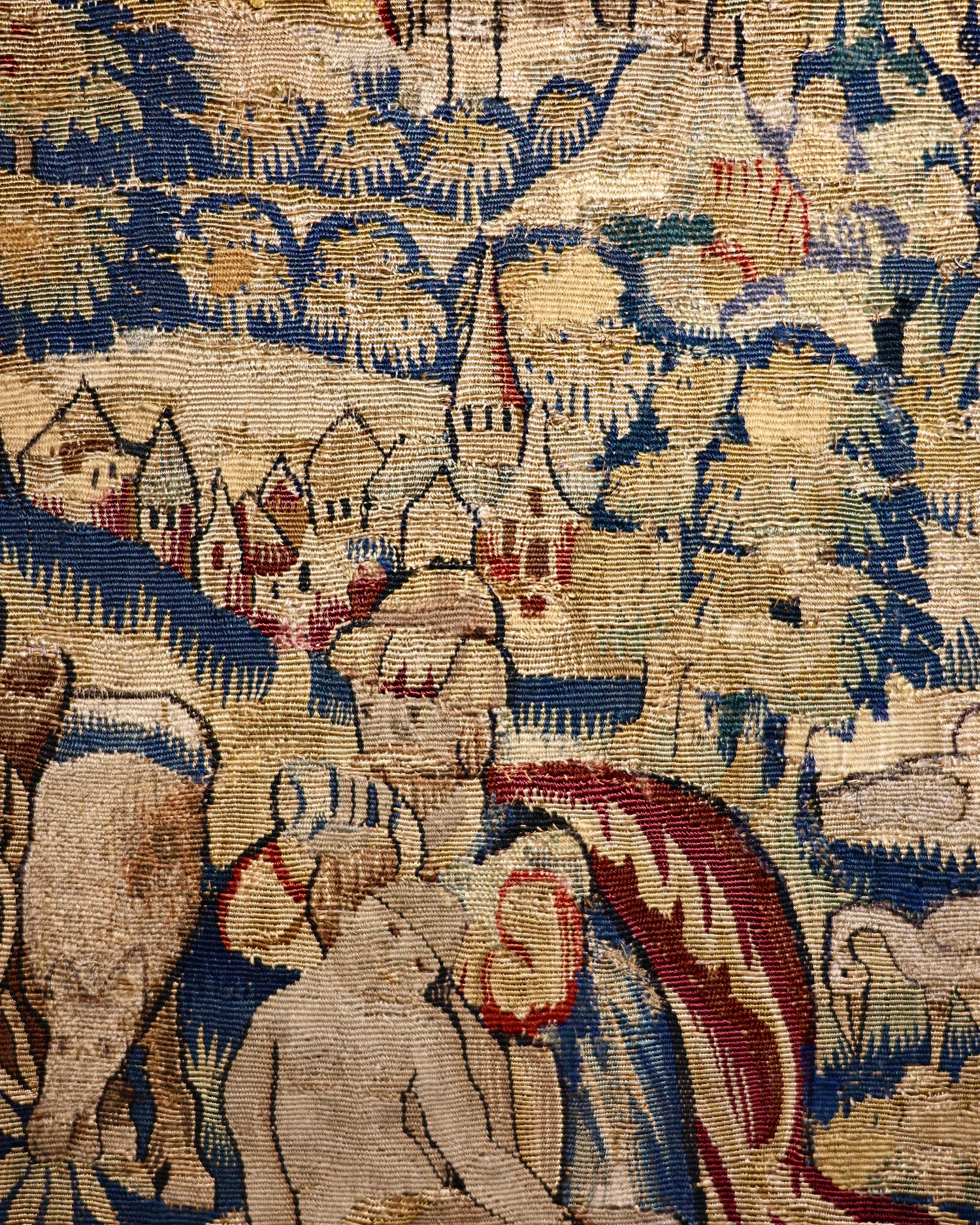 A very fine hand woven silk and wool English miniature Tapestry "The Good Samaritan",  attributed to Sheldon (see notes). English Circa 1580 - 1600 - Robin Haydock Antiques