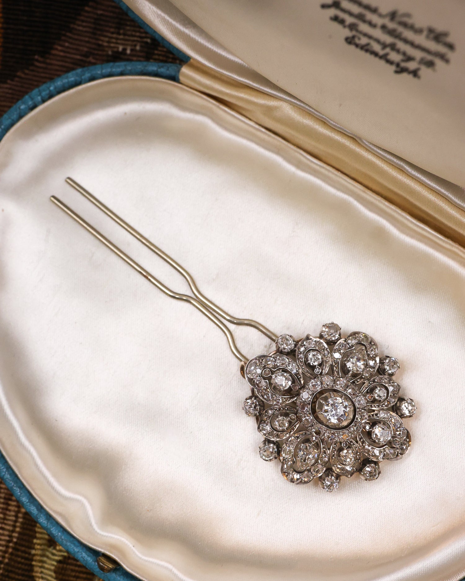An Antique, 15 ct Yellow Gold, Silver Tipped  9.60 Carat Diamond Pendant / Brooch / Hair Ornament, English Circa 1870. - Robin Haydock Antique Jewellery