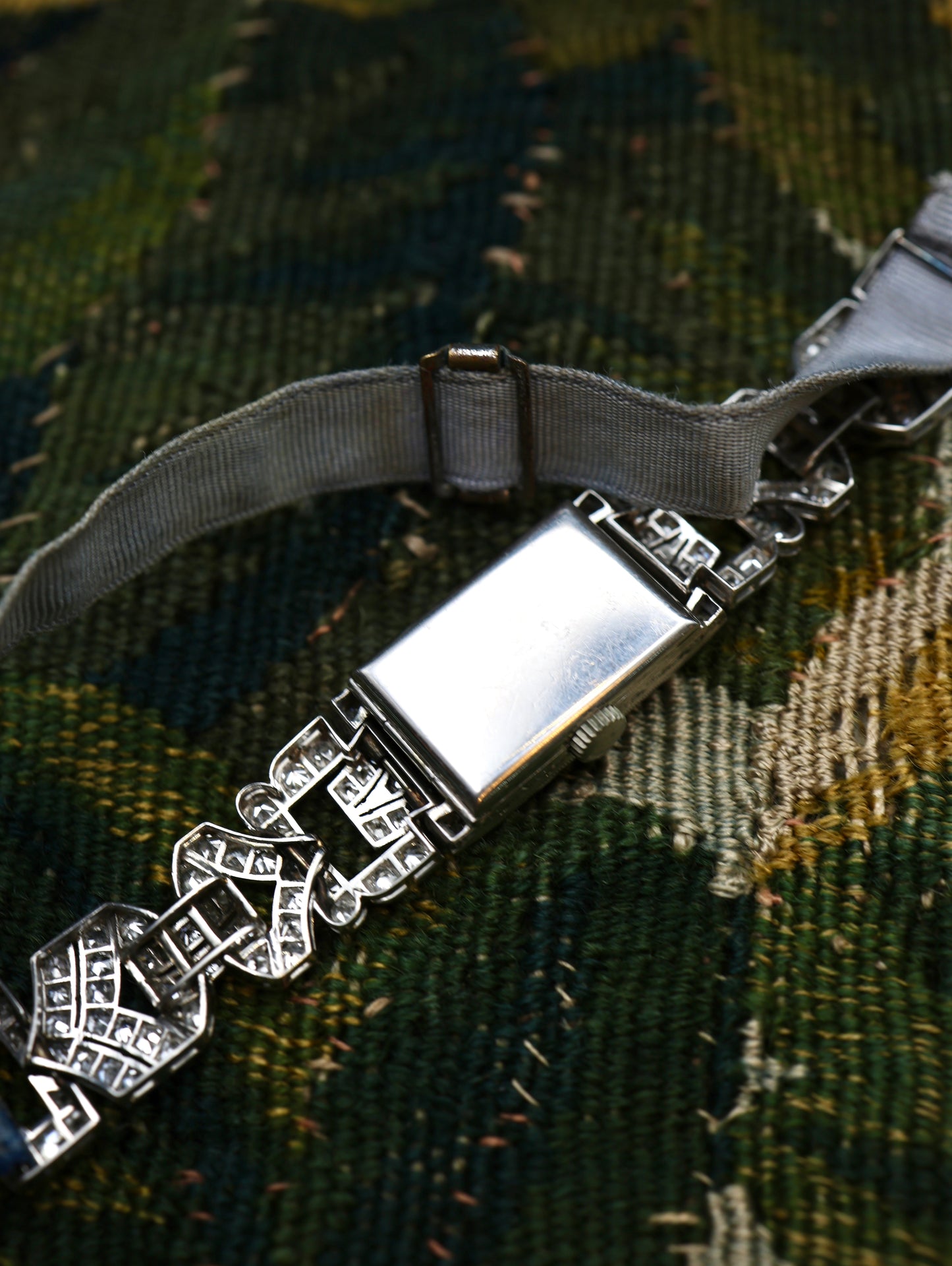 A very fine Platinum (tested), Art Deco Diamond Cocktail Watch with a Diamond set Half-Bracelet. Circa 1930. - Robin Haydock Antiques
