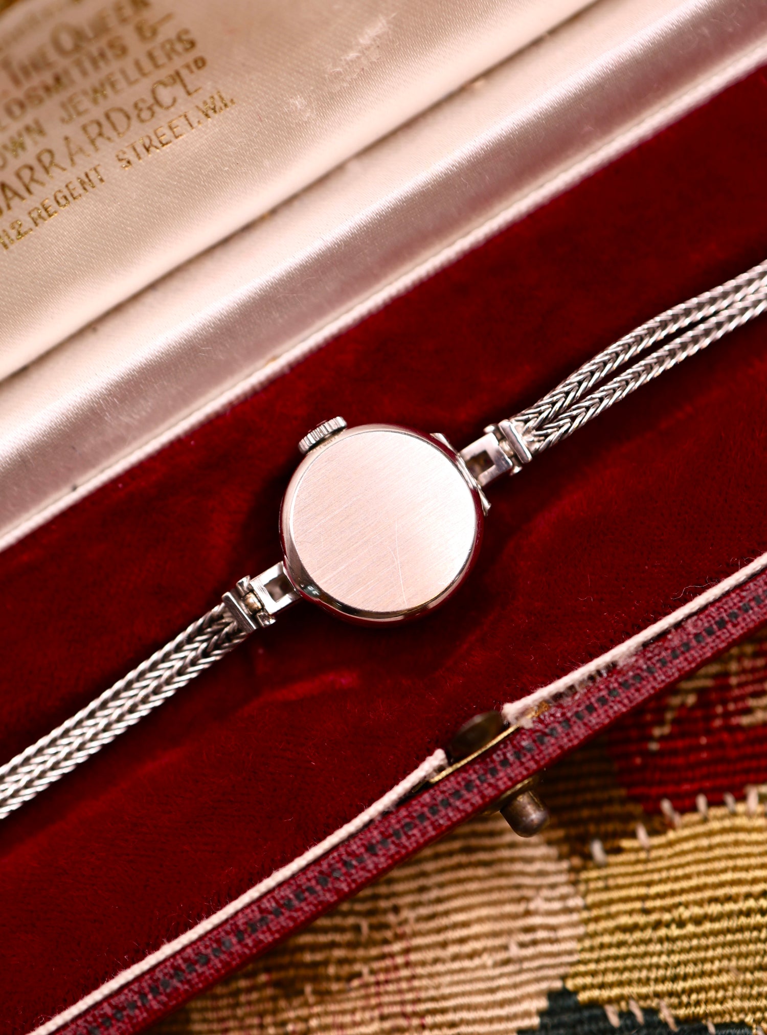 A Vintage 18ct White Gold & Diamond Round Face Vertex Watch with 9ct Strap Circa 1930 - Robin Haydock Antiques