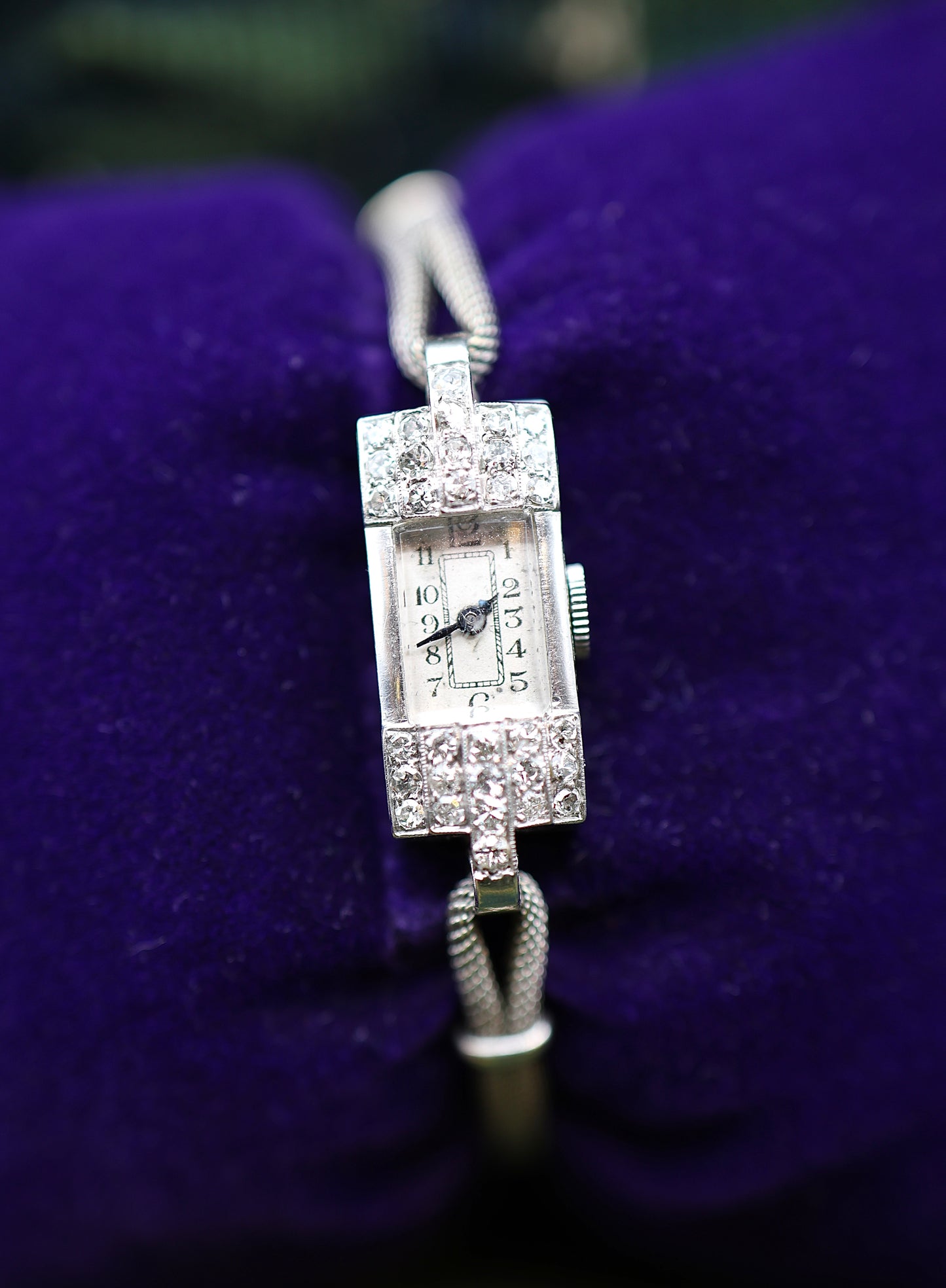 Platinum Diamond Cocktail Watch Circa 1930 (9ct Strap) - Robin Haydock Antiques