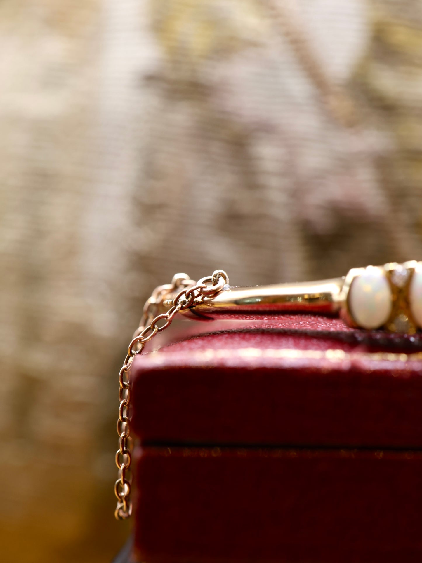 A very fine Graduated Opal and Diamond Bangle set in 15ct Yellow Gold, English, Circa 1905 - Robin Haydock Antiques