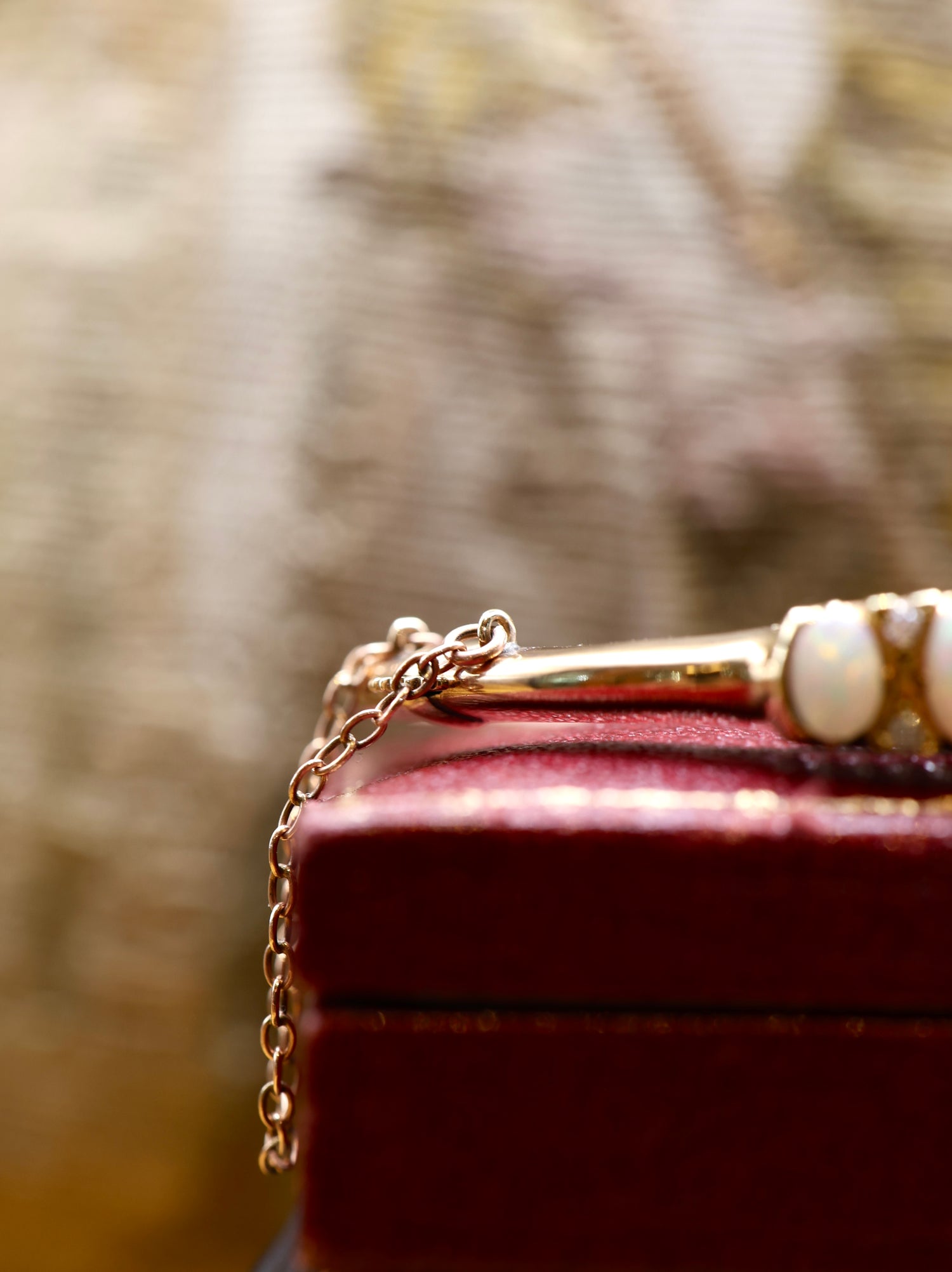 A very fine Graduated Opal and Diamond Bangle set in 15ct Yellow Gold, English, Circa 1905 - Robin Haydock Antiques