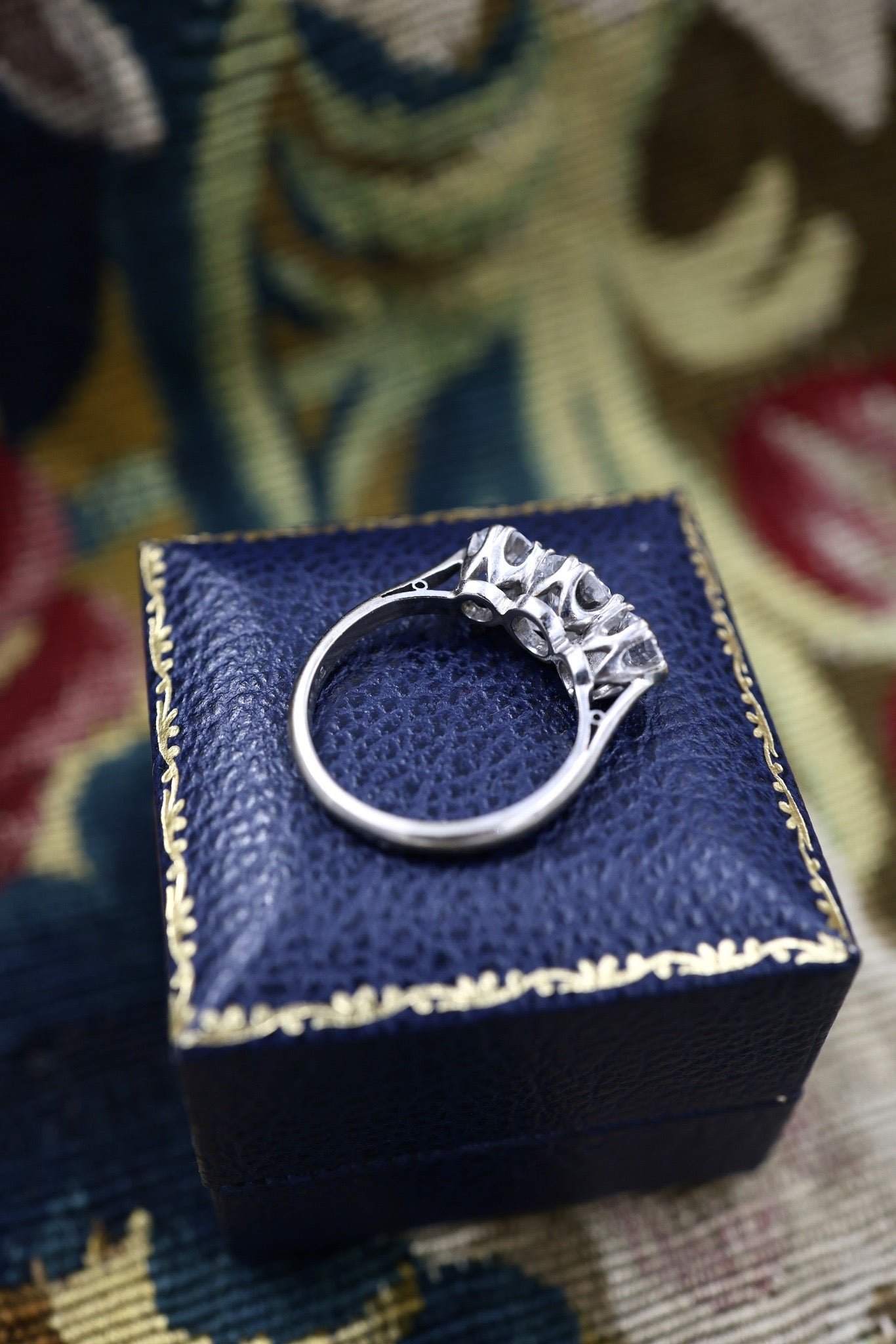 An exceptional 18ct White Gold (hallmarked), 1.55 Carat Three Stone Diamond Engagement Ring by Cropp & Farr Ltd.  Circa 1971 - Robin Haydock Antiques