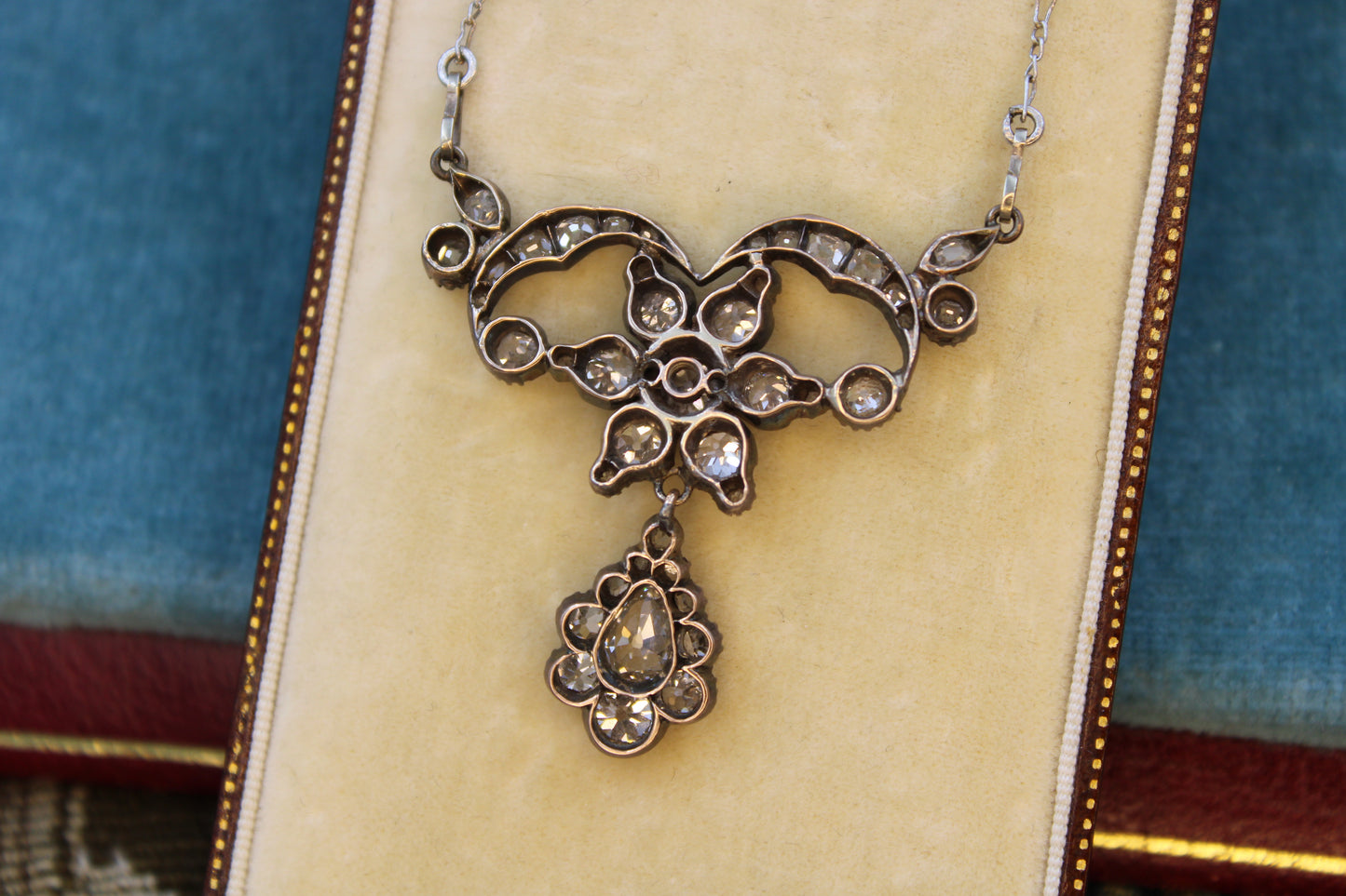 A Georgian Diamond Pendant set in High Carat Yellow Gold & Silver, English, Circa 1780 - 1790 - Robin Haydock Antiques