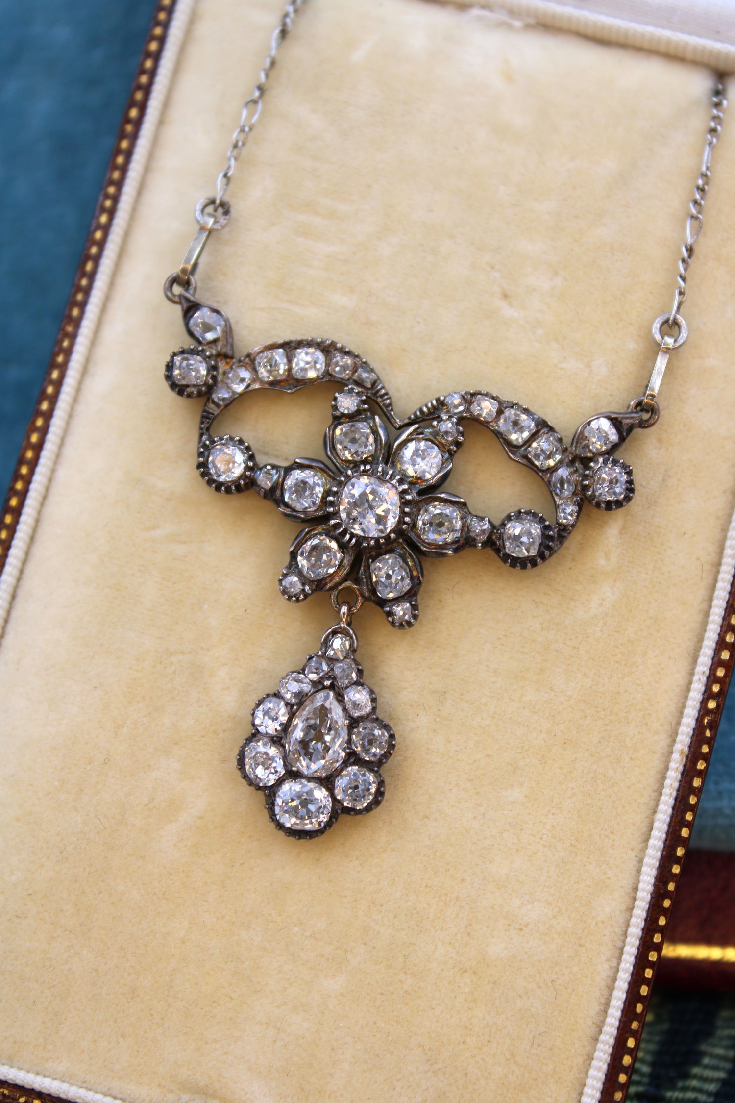 A Georgian Diamond Pendant set in High Carat Yellow Gold & Silver, English, Circa 1780 - 1790 - Robin Haydock Antiques