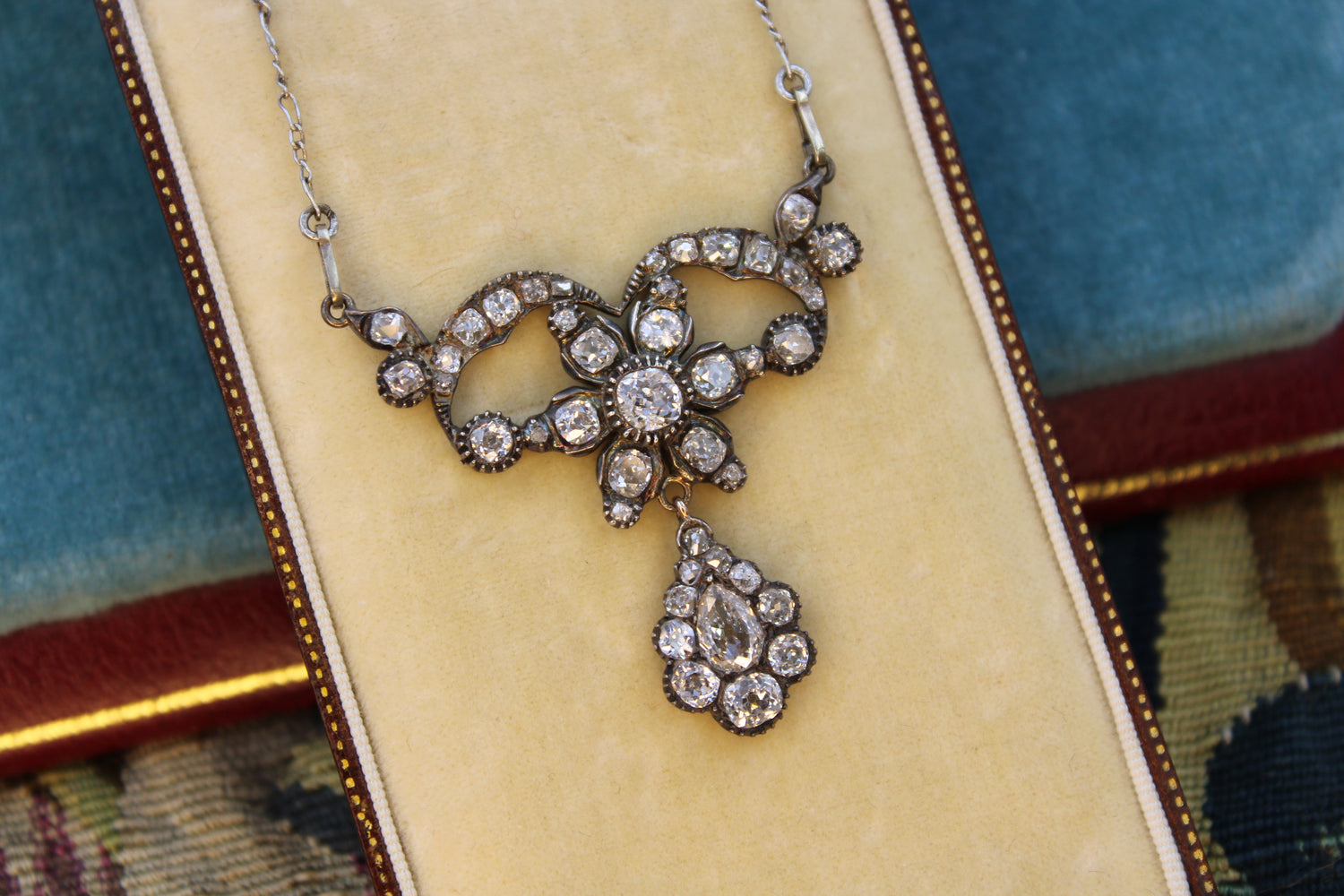 A Georgian Diamond Pendant set in High Carat Yellow Gold & Silver, English, Circa 1780 - 1790 - Robin Haydock Antiques