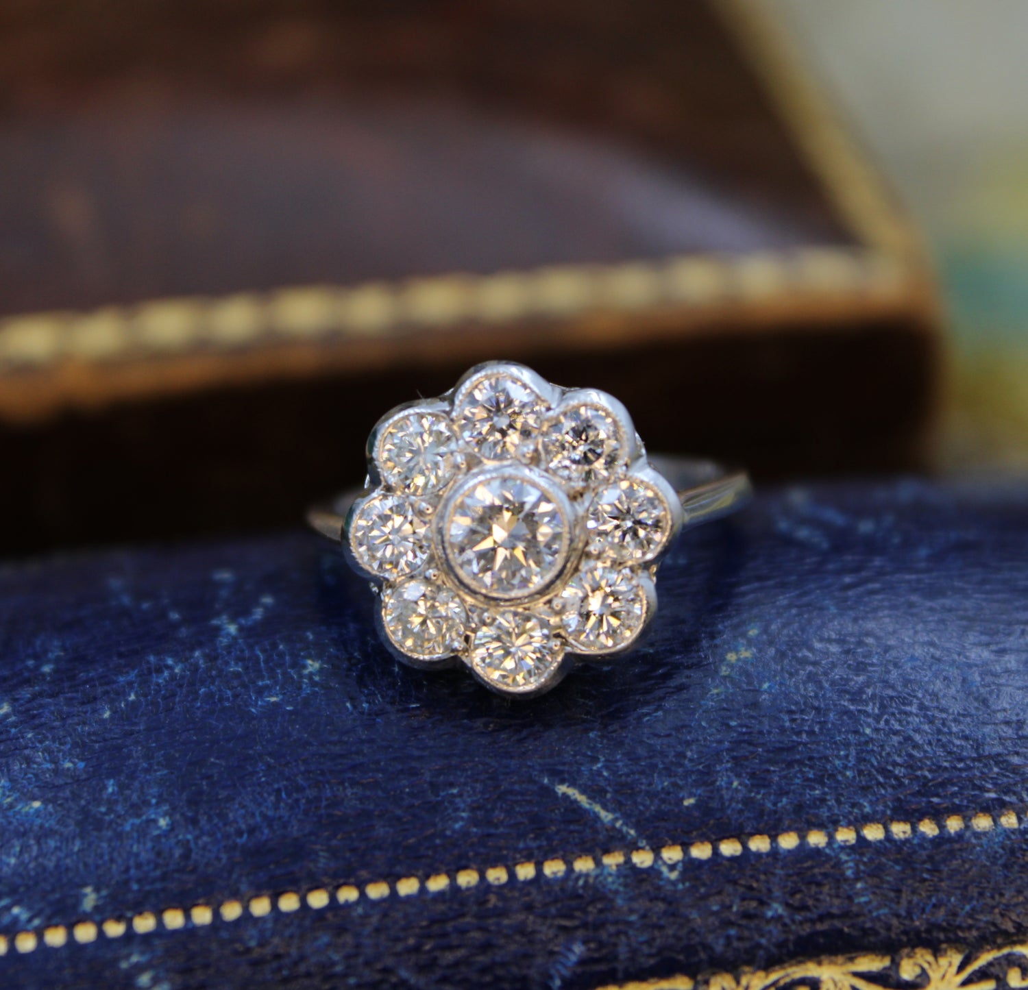 A Diamond Cluster Ring set in 18ct White Gold, Circa 1950 - Robin Haydock Antiques