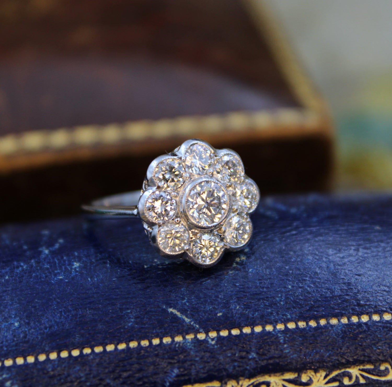 A Diamond Cluster Ring set in 18ct White Gold, Circa 1950 - Robin Haydock Antiques