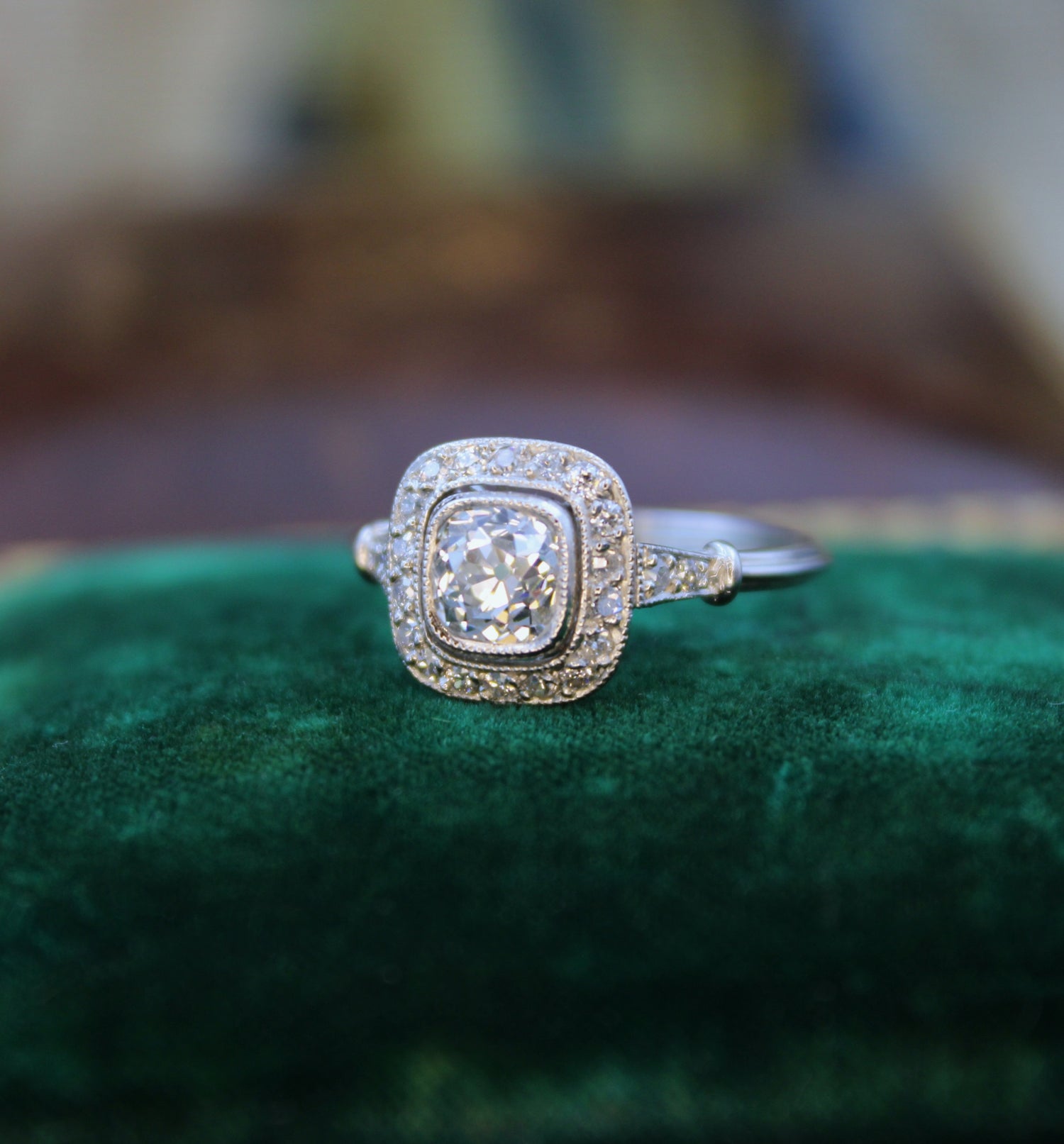 A 0.88ct Diamond Cluster Engagement Ring, Pre-Owned - Robin Haydock Antiques