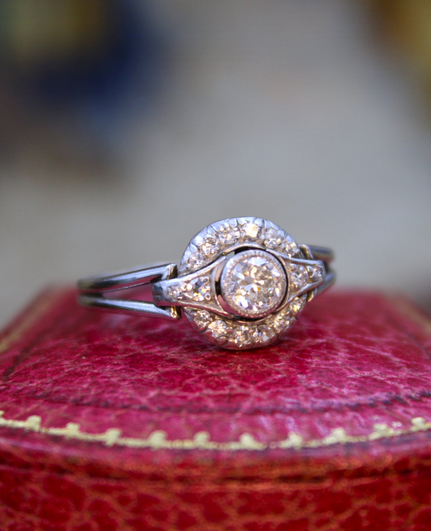 An Art Deco Diamond Floating Cluster Ring set in Platinum & 18ct White Gold, Circa 1930 - Robin Haydock Antiques