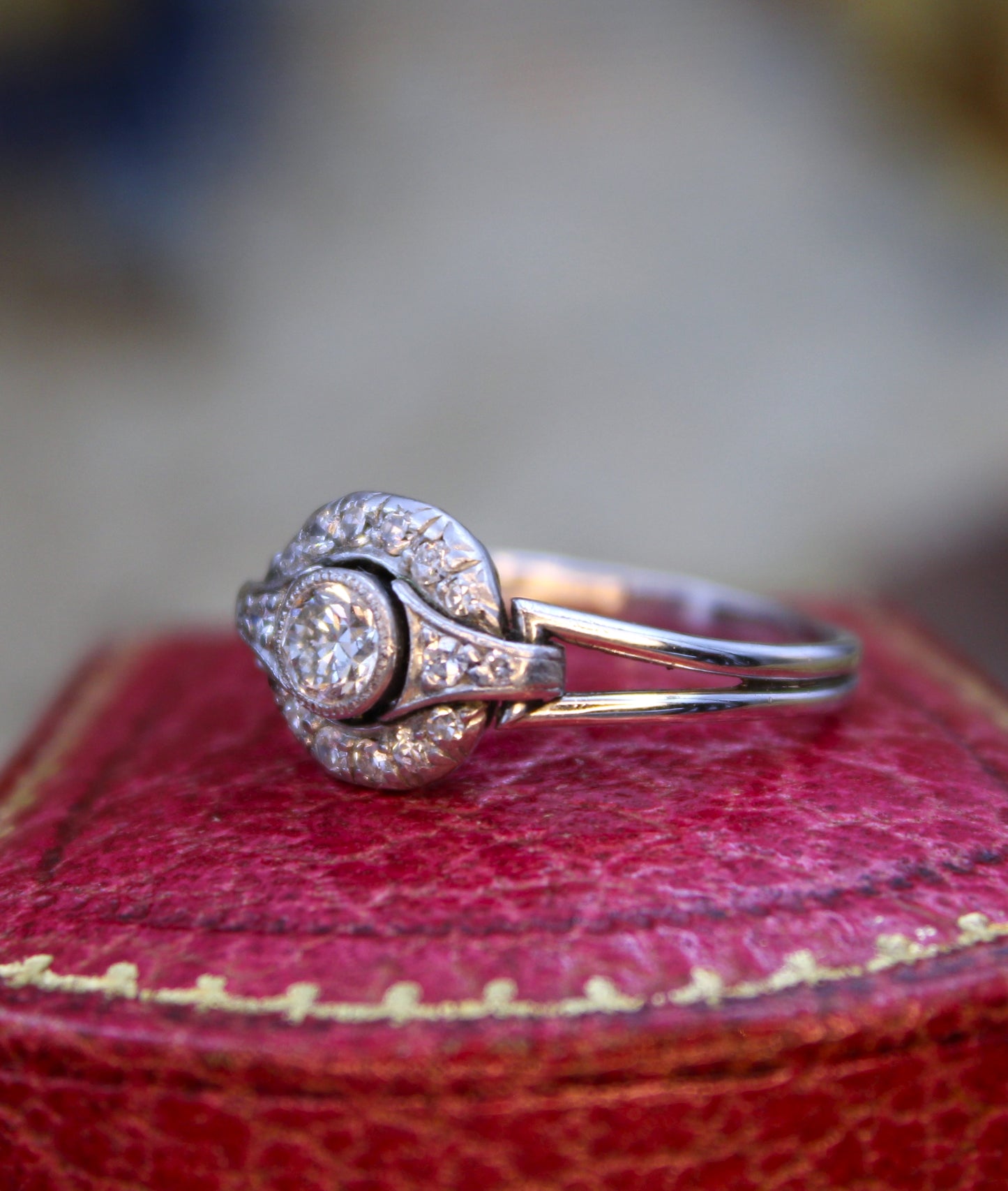 An Art Deco Diamond Floating Cluster Ring set in Platinum & 18ct White Gold, Circa 1930 - Robin Haydock Antiques