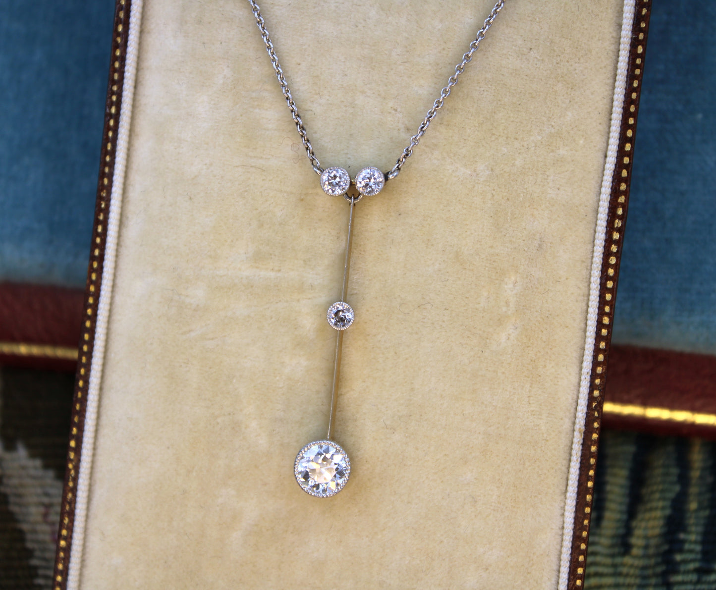 A 1.19ct Diamond "Knife Edge" Drop Pendant in 15ct Yellow Gold and Platinum tipped, English, Circa 1925 - Robin Haydock Antiques